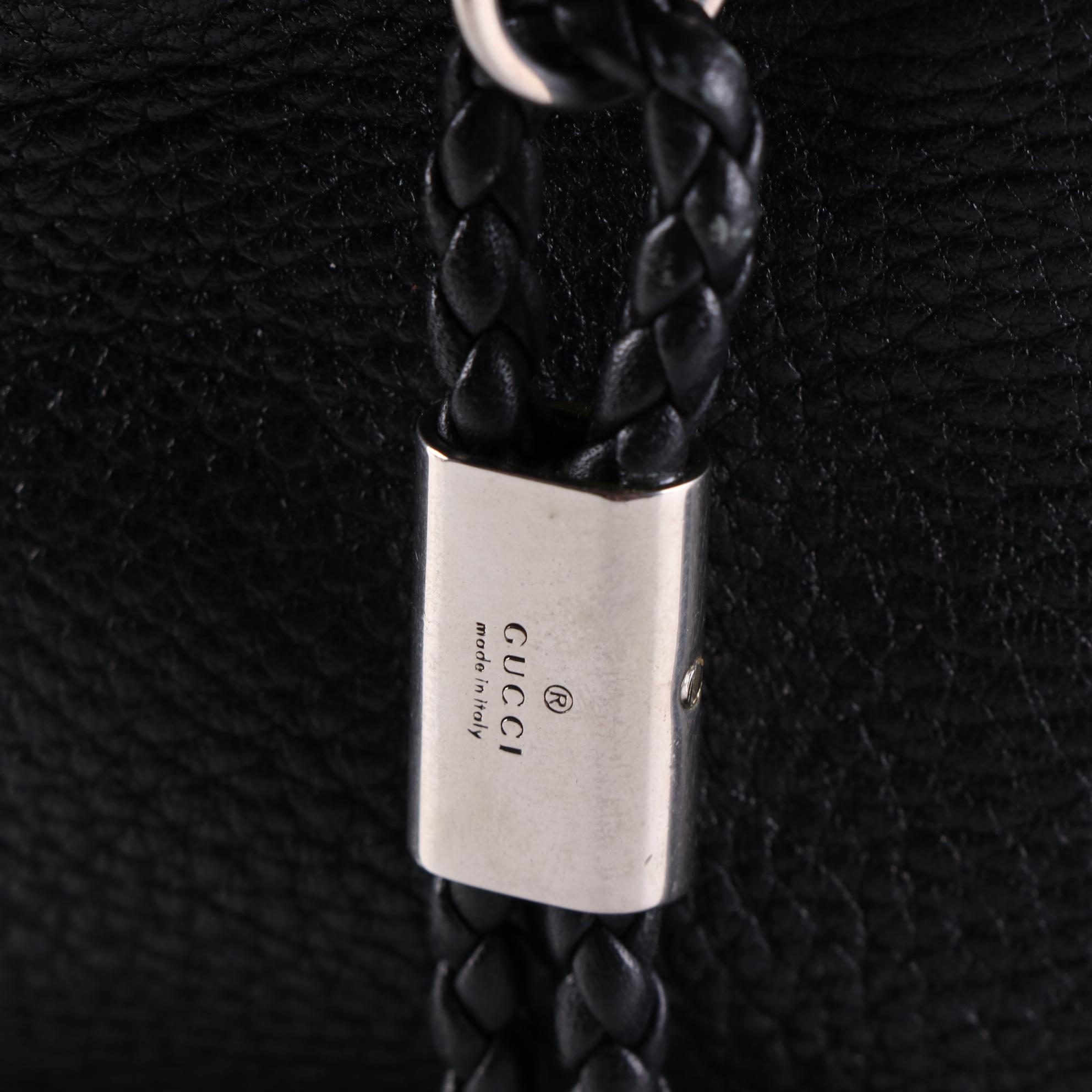 Gucci Crossbody Bag in Black Grain Leather with Braided Strap