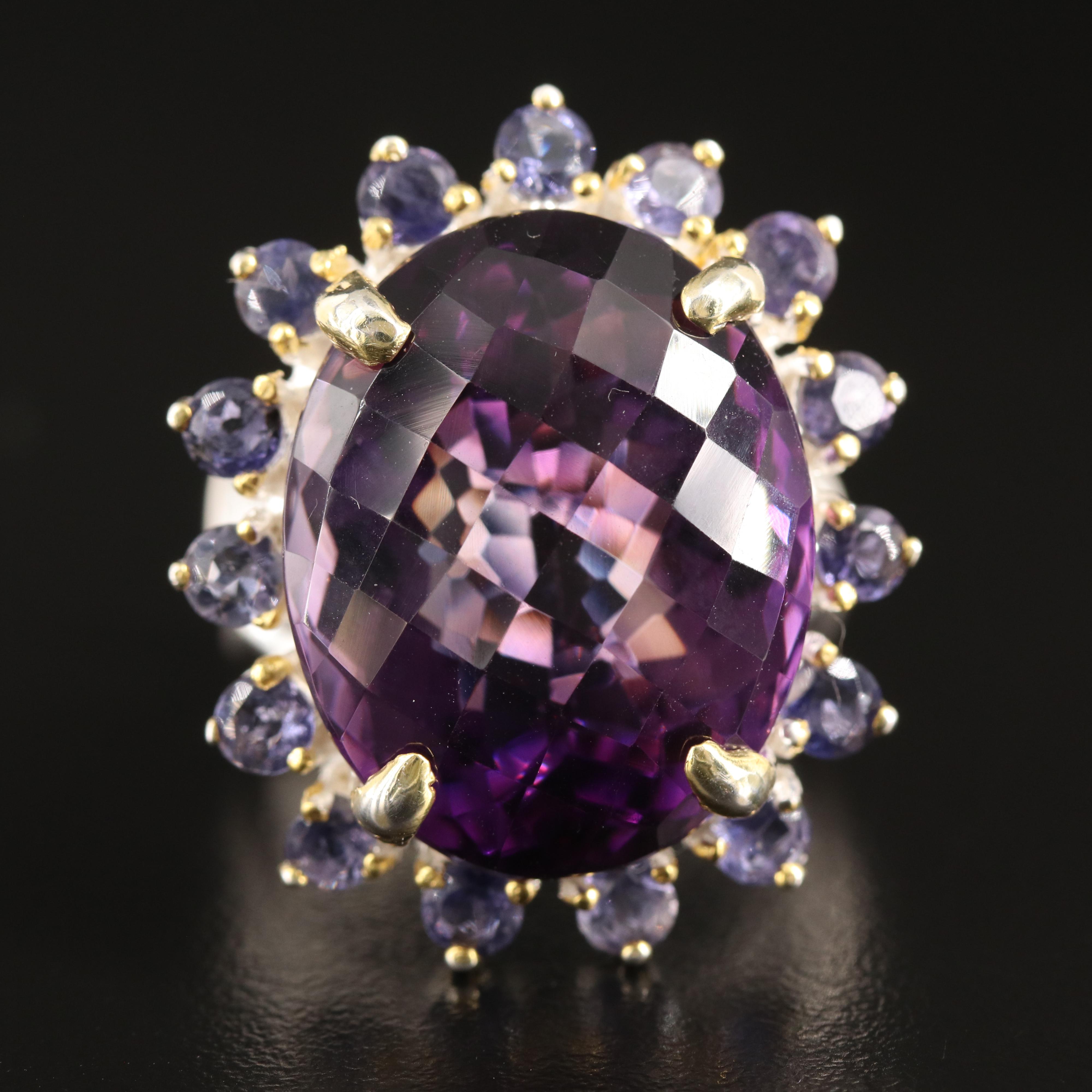 Sterling Amethyst, Tanzanite and Iolite Ring