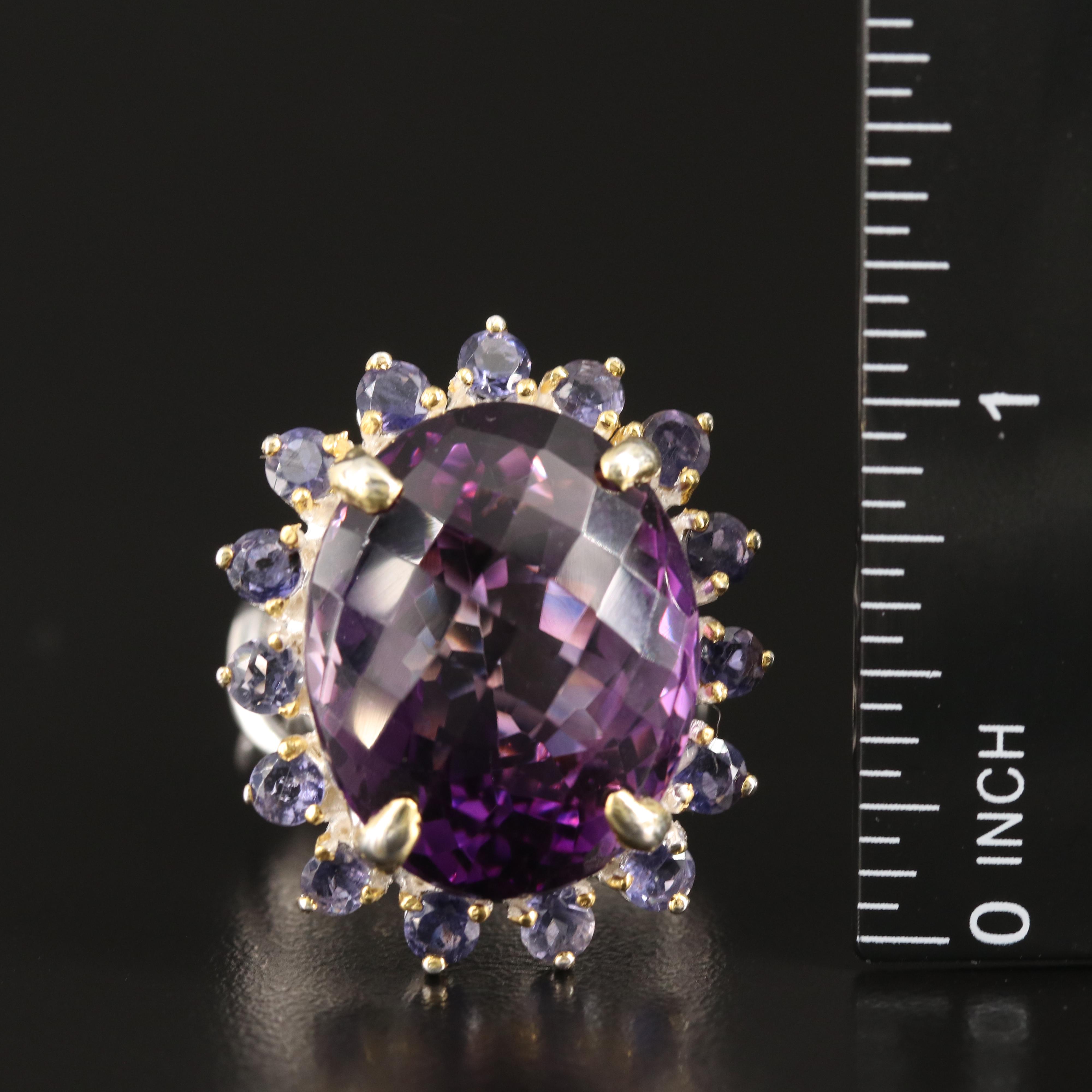 Sterling Amethyst, Tanzanite and Iolite Ring