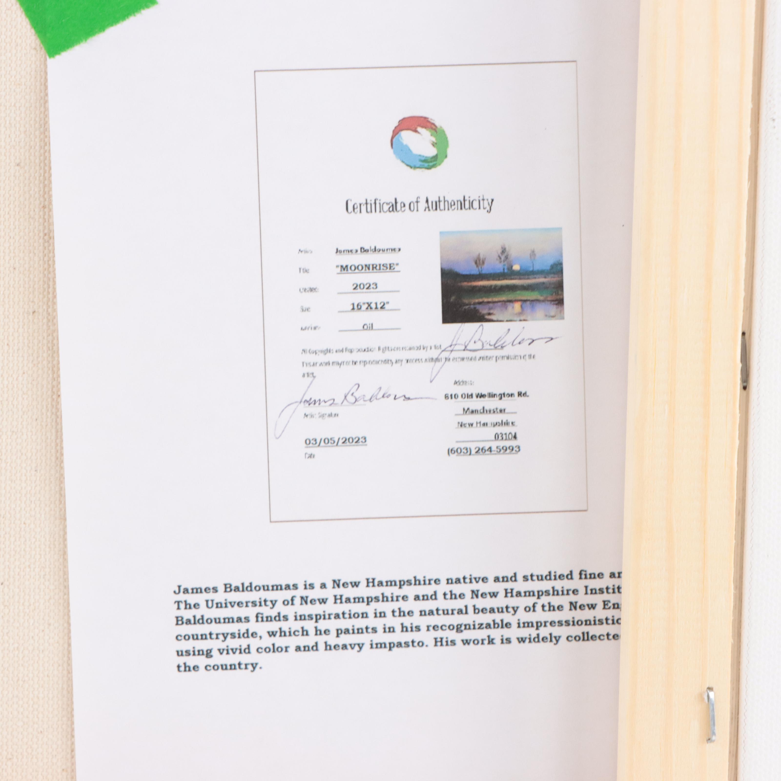 James Baldoumas Oil Painting "Moonrise," 2023