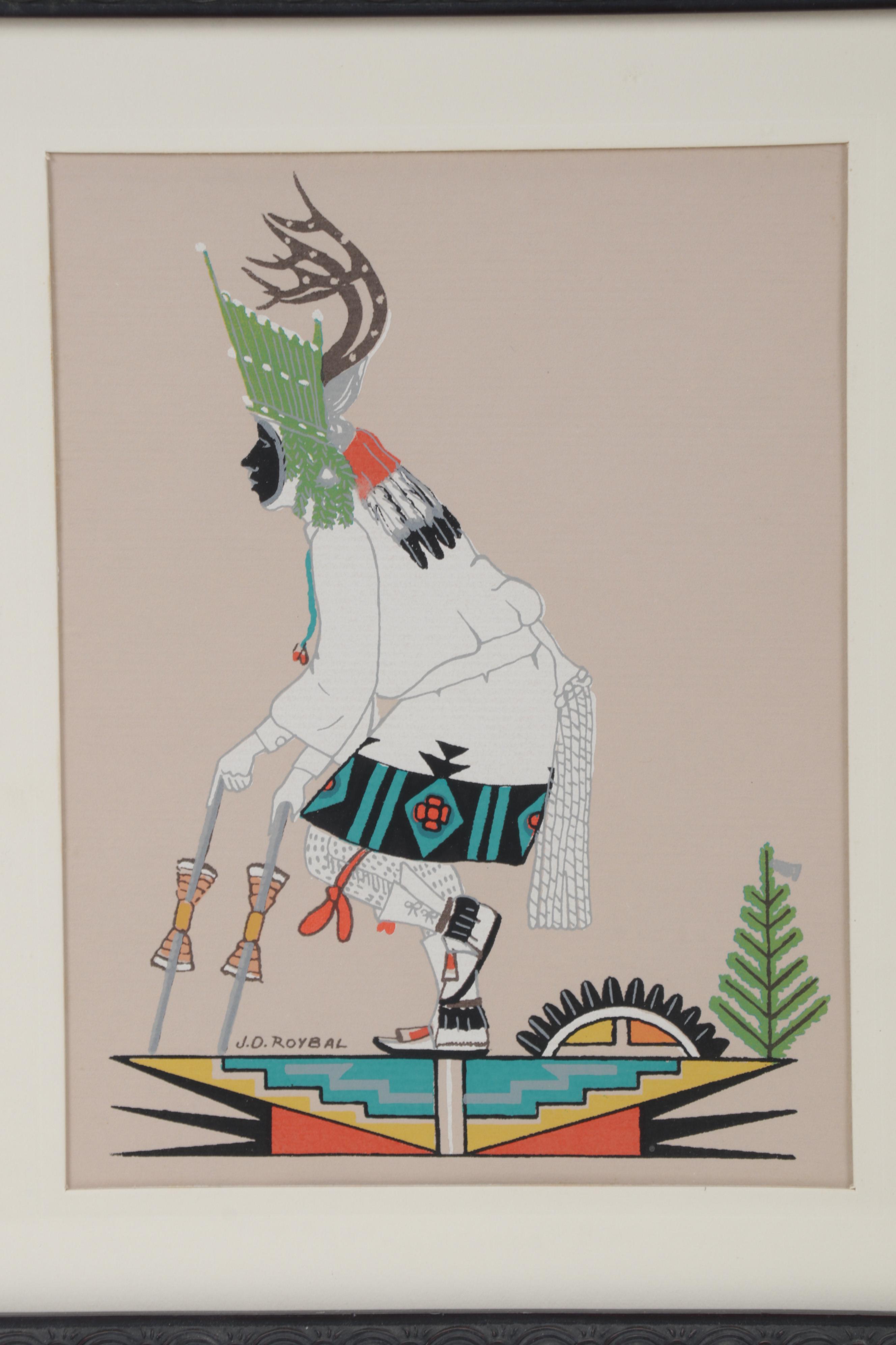 Serigraph and Offset Lithograph After José D. Roybal of Tewa Clowns