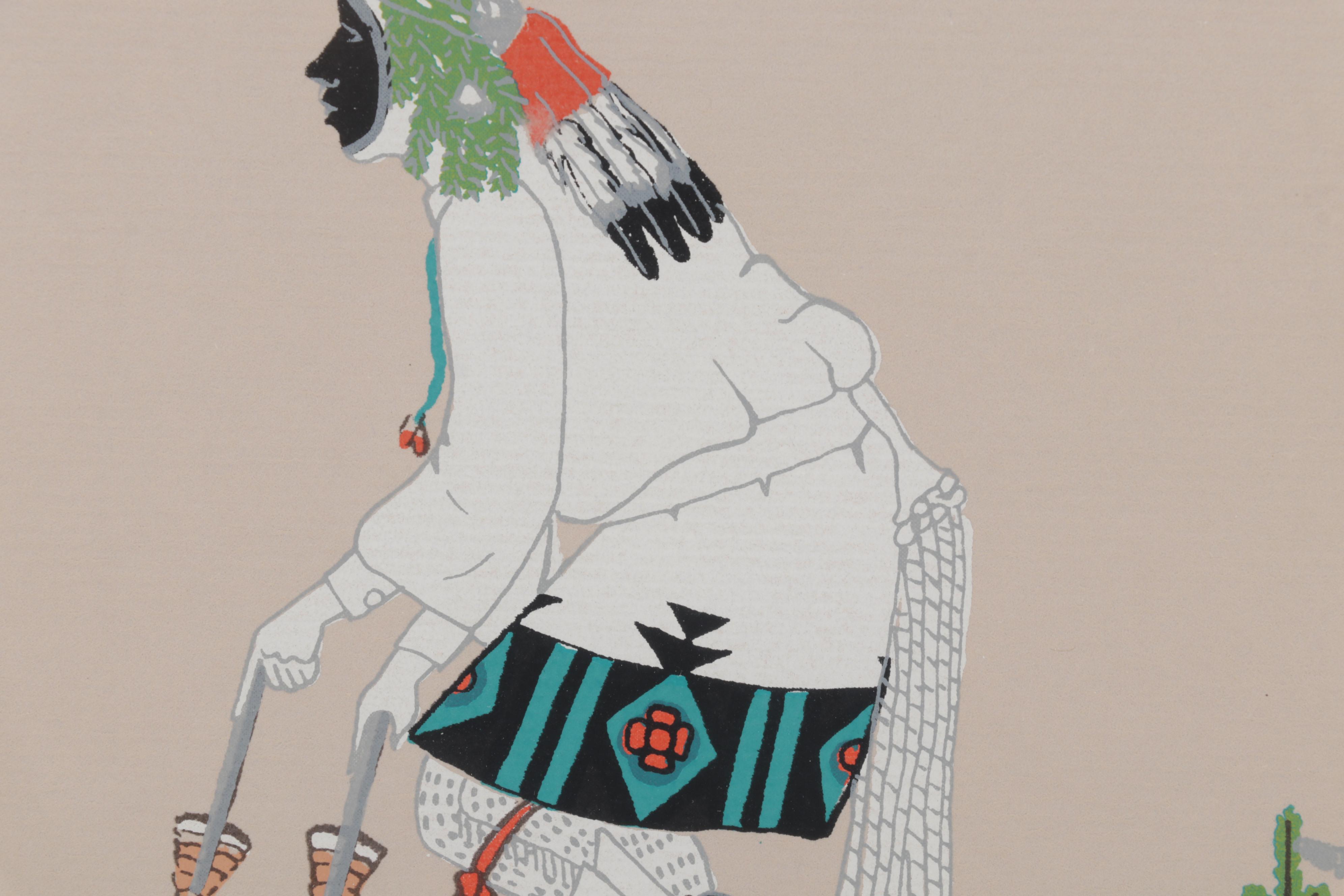 Serigraph and Offset Lithograph After José D. Roybal of Tewa Clowns