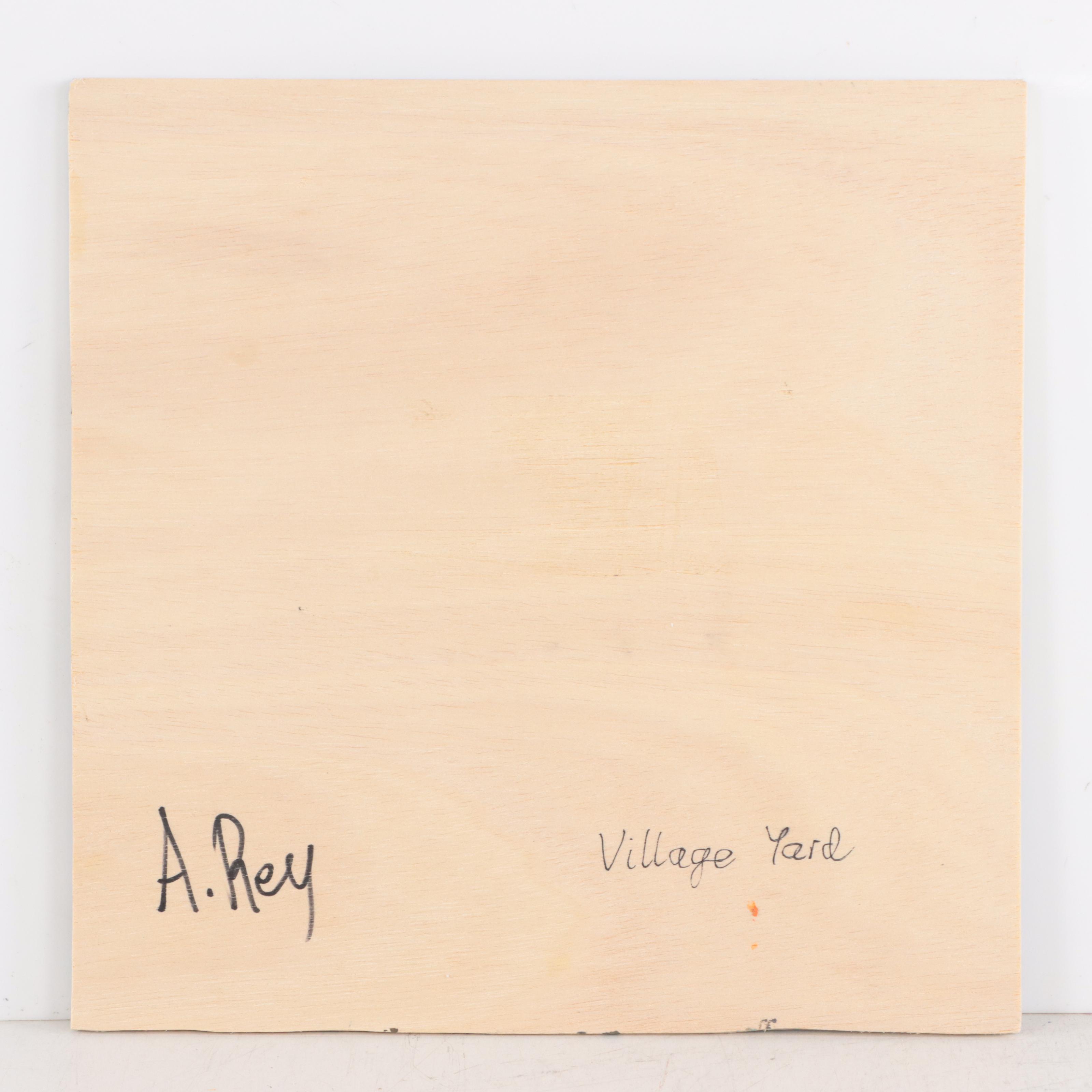 Agnes Rey Oil Painting "Village Yard," 21st Century