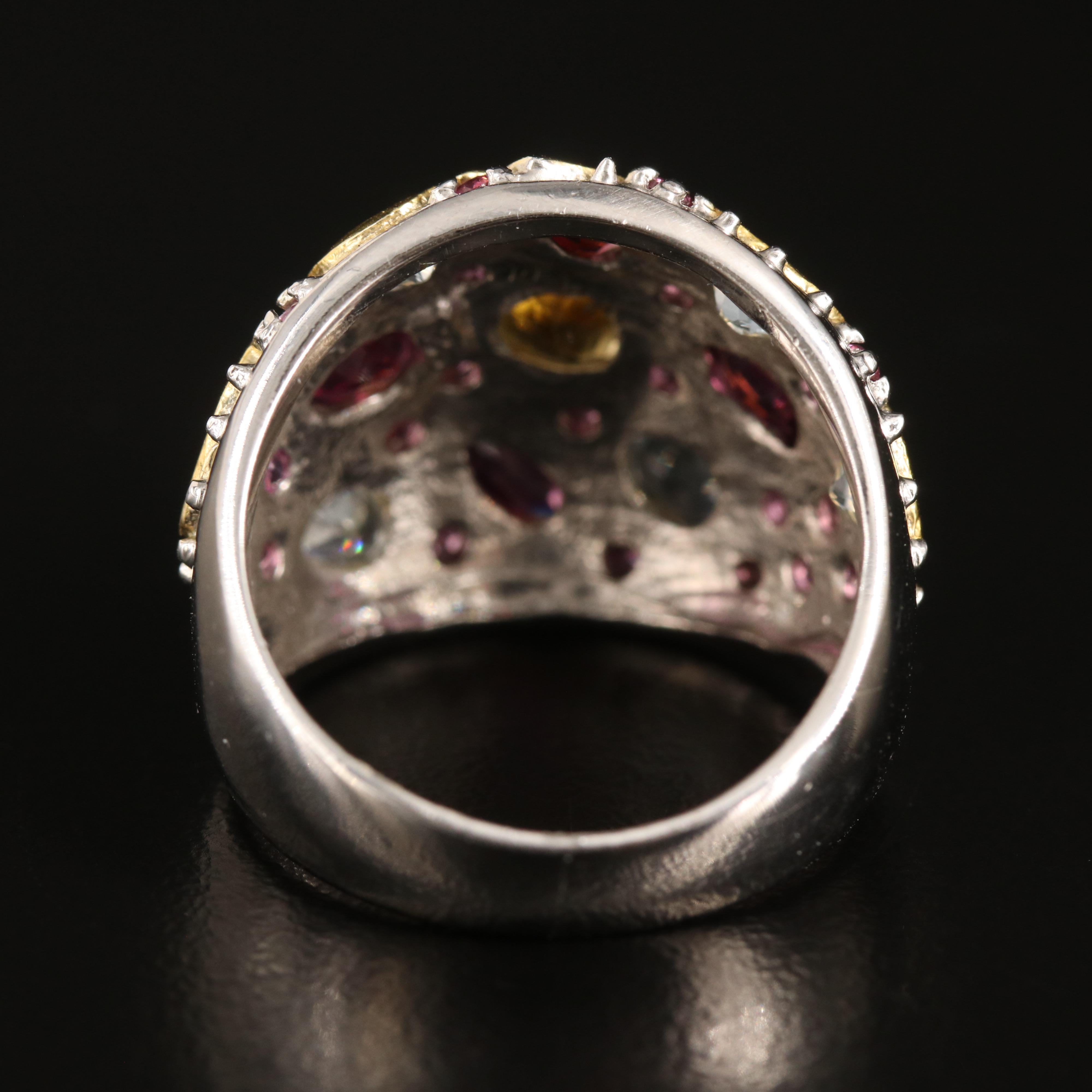 Sterling Citrine and Gemstone Dome Ring
