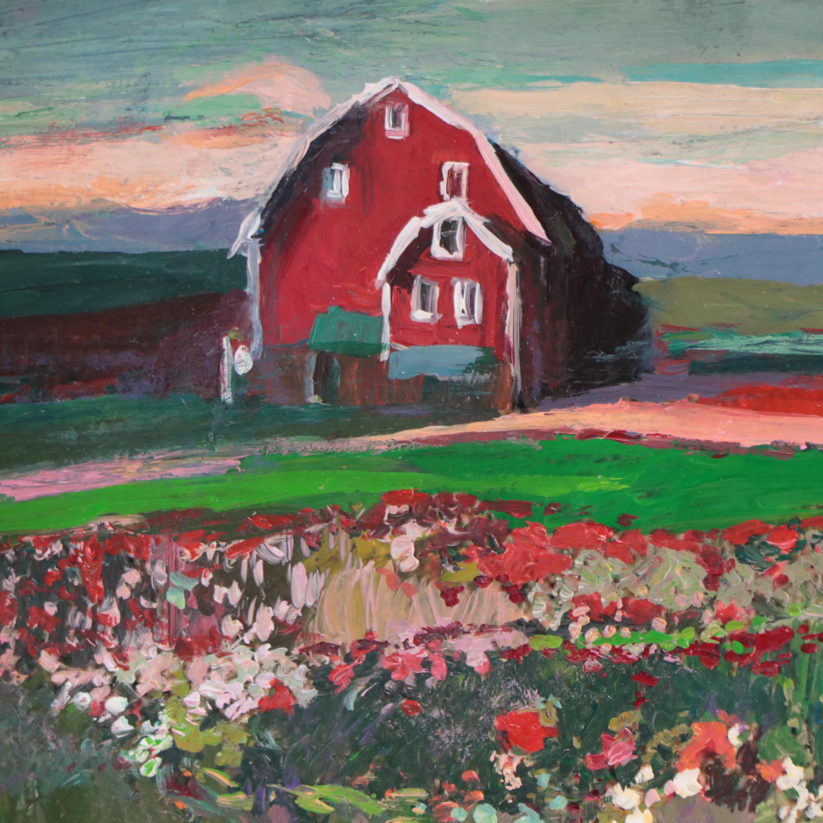 Agnes Rey Oil Painting "The Farm," 2022