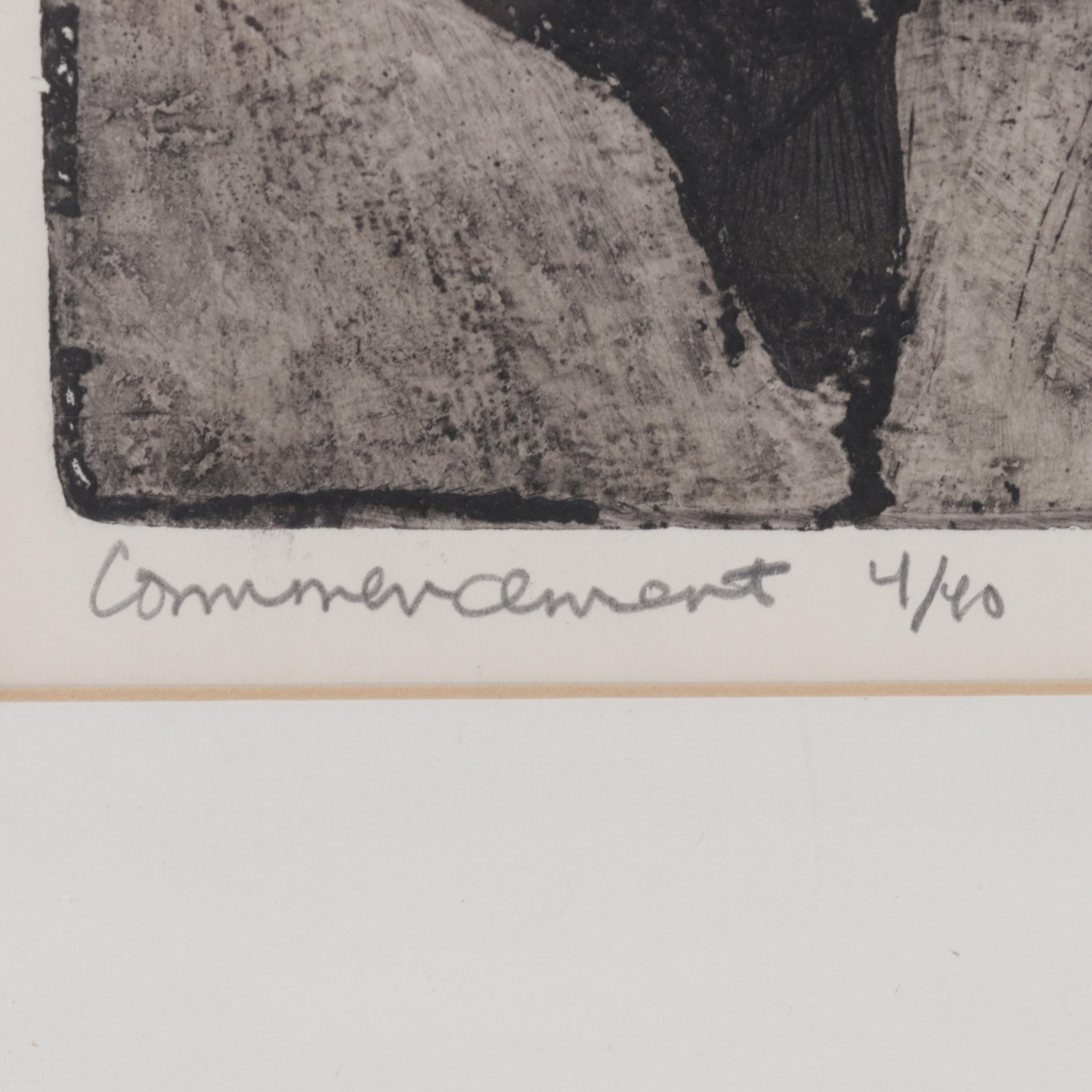 Sidney Chafetz Etching With Aquatint "Commencement," 1964