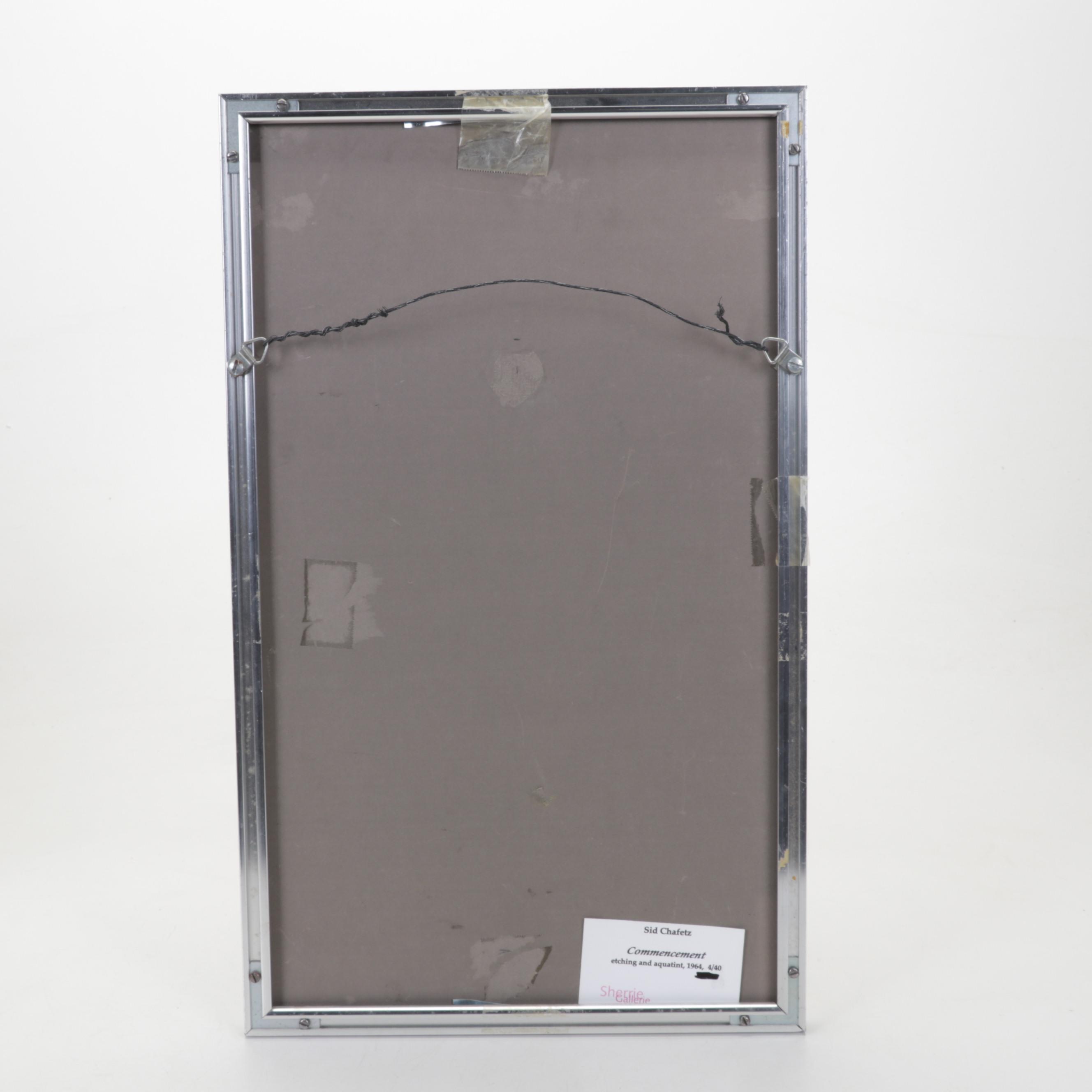 Sidney Chafetz Etching With Aquatint "Commencement," 1964