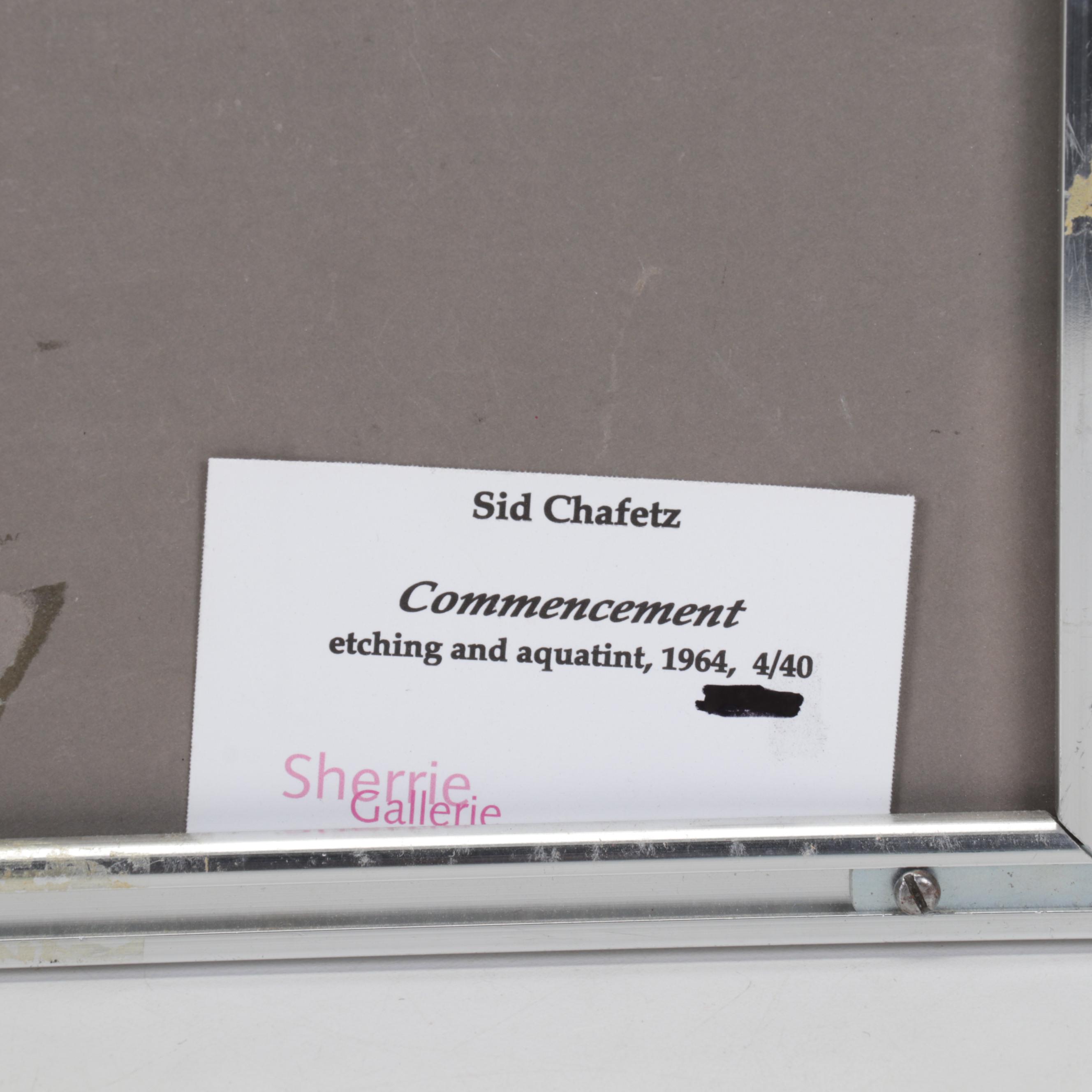 Sidney Chafetz Etching With Aquatint "Commencement," 1964