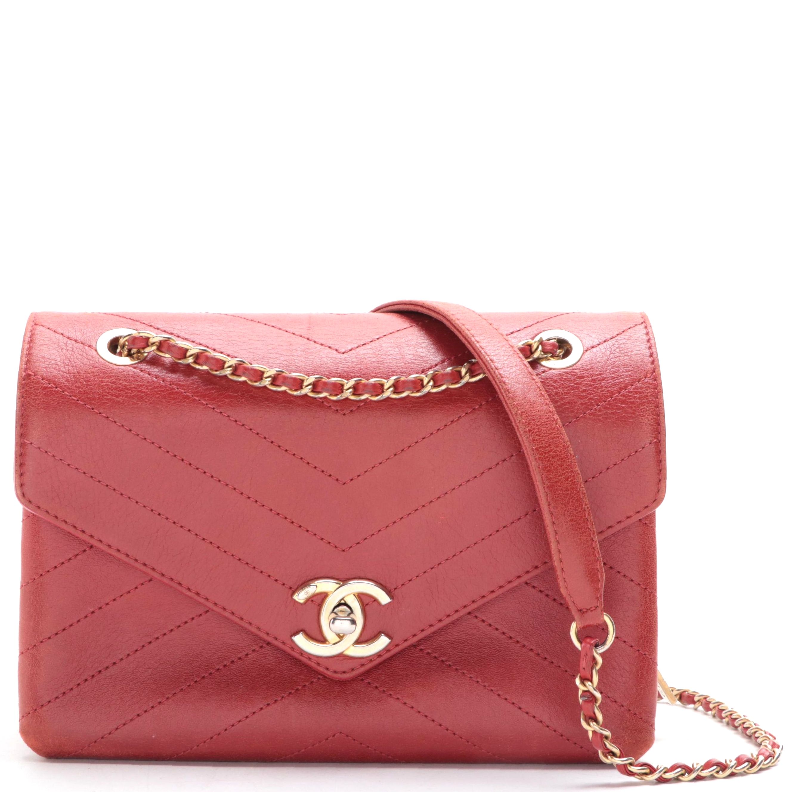 Chanel Coco Flap Bag in Chevron Stitched Calfskin Leather