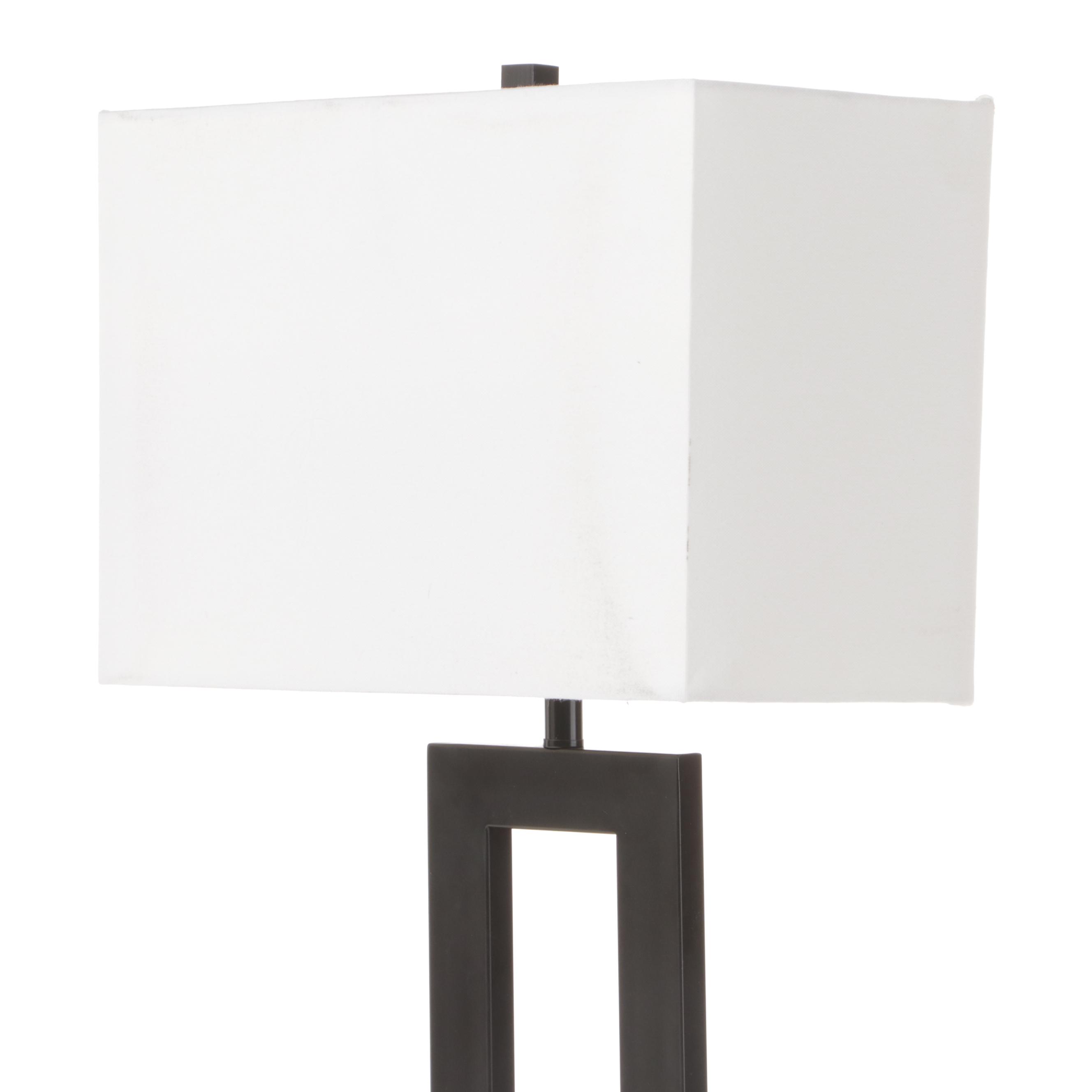 Contemporary Black Window Pane Style Floor Lamp With Square Shade, 21st Century