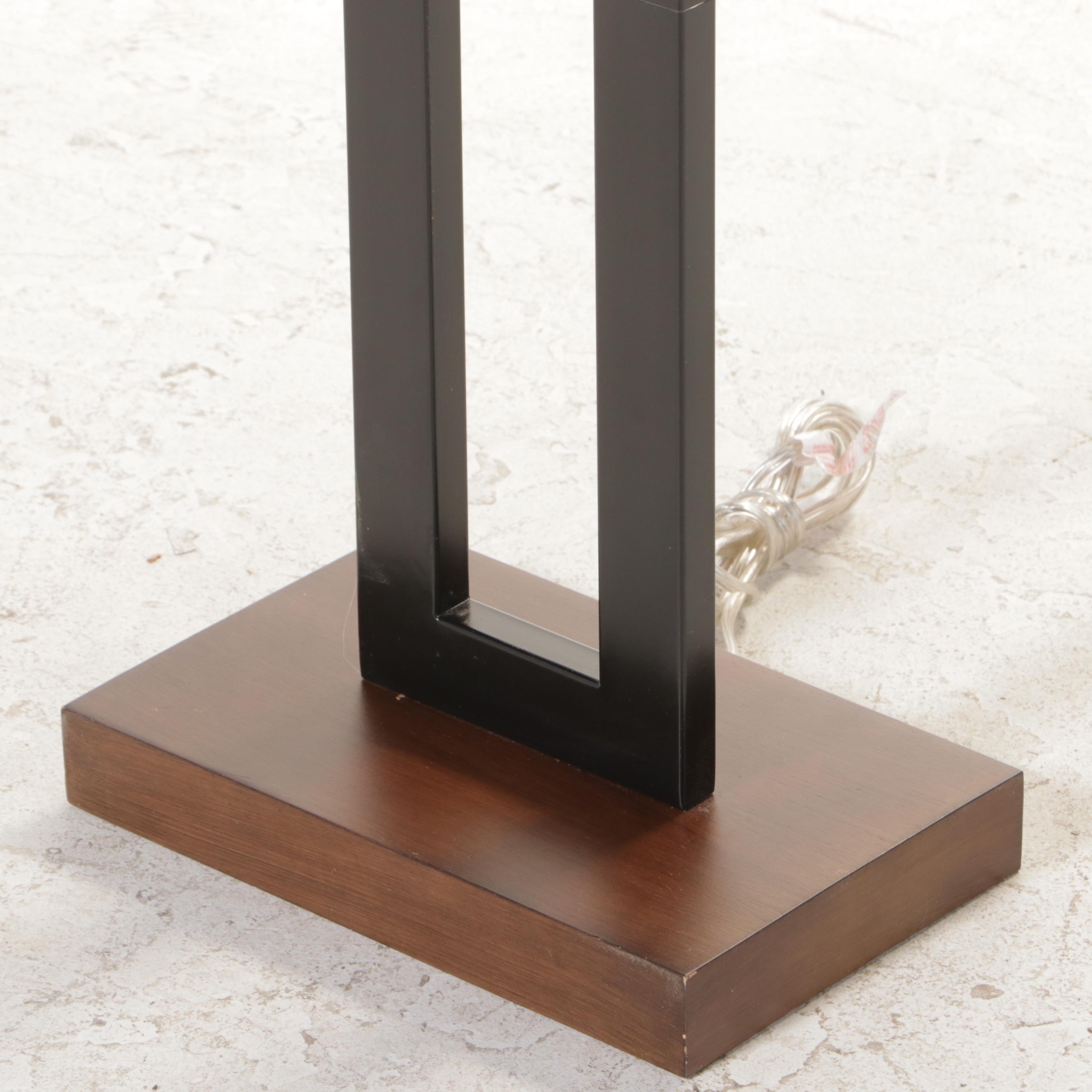 Contemporary Black Window Pane Style Floor Lamp With Square Shade, 21st Century