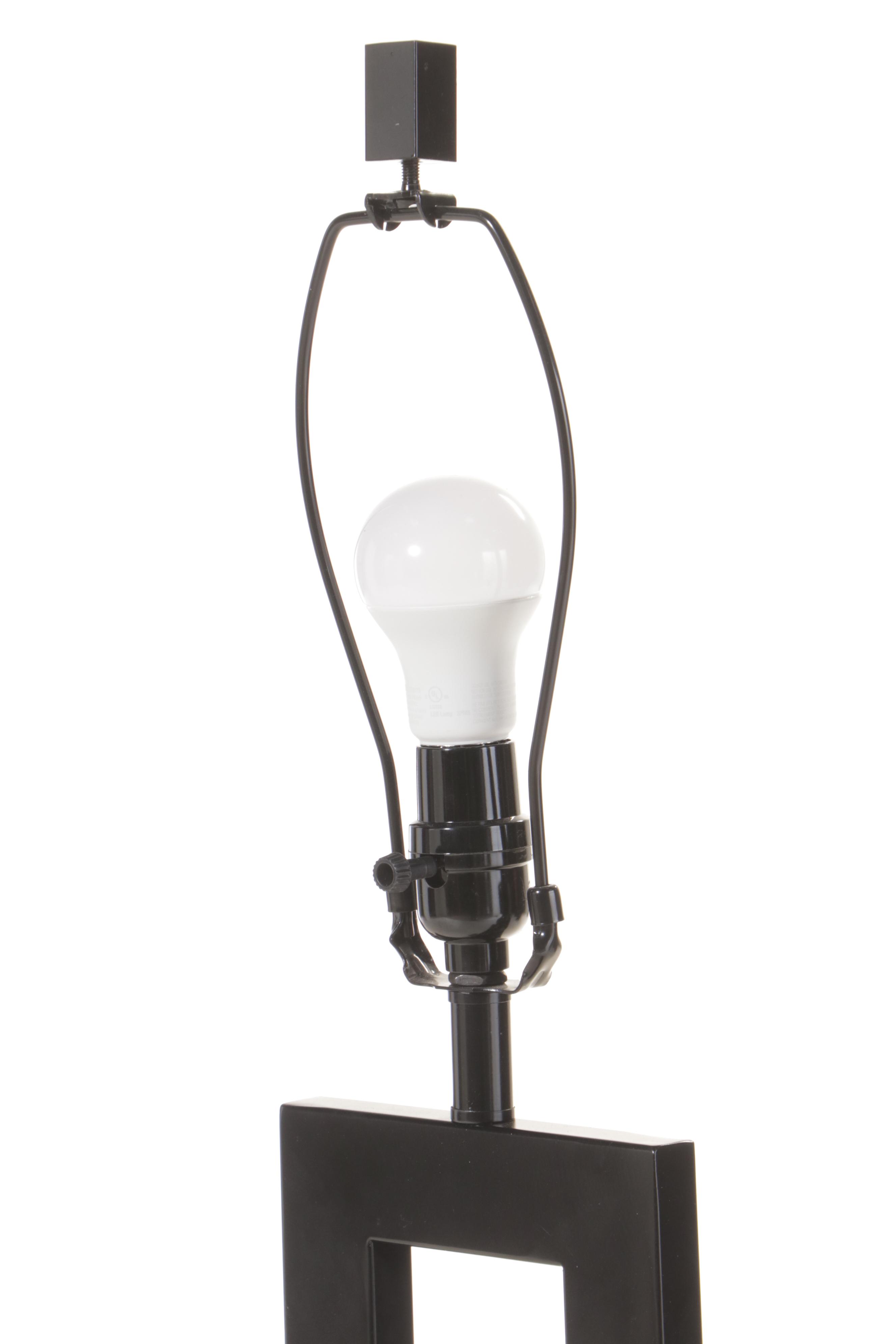Contemporary Black Window Pane Style Floor Lamp With Square Shade, 21st Century
