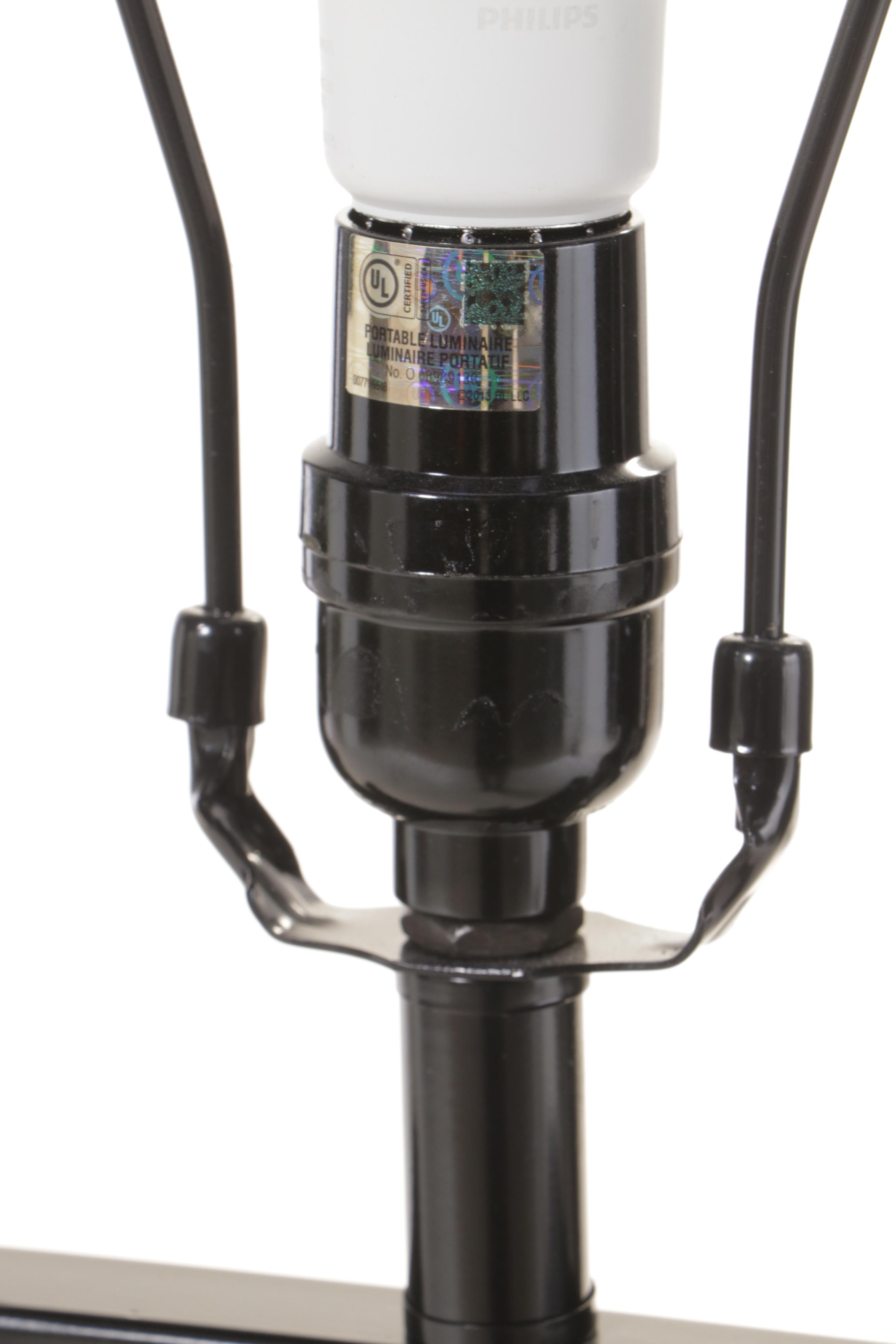 Contemporary Black Window Pane Style Floor Lamp With Square Shade, 21st Century