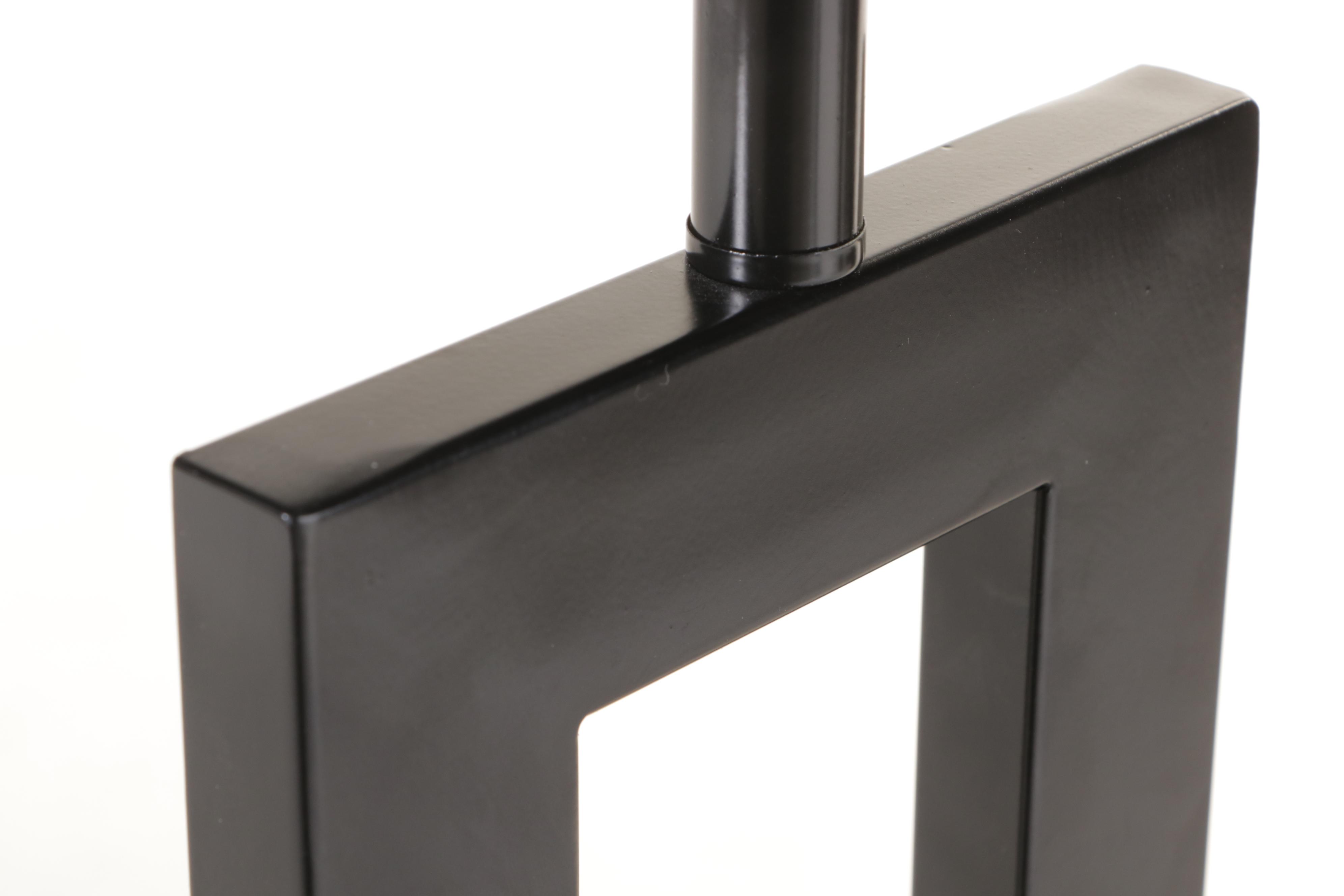 Contemporary Black Window Pane Style Floor Lamp With Square Shade, 21st Century