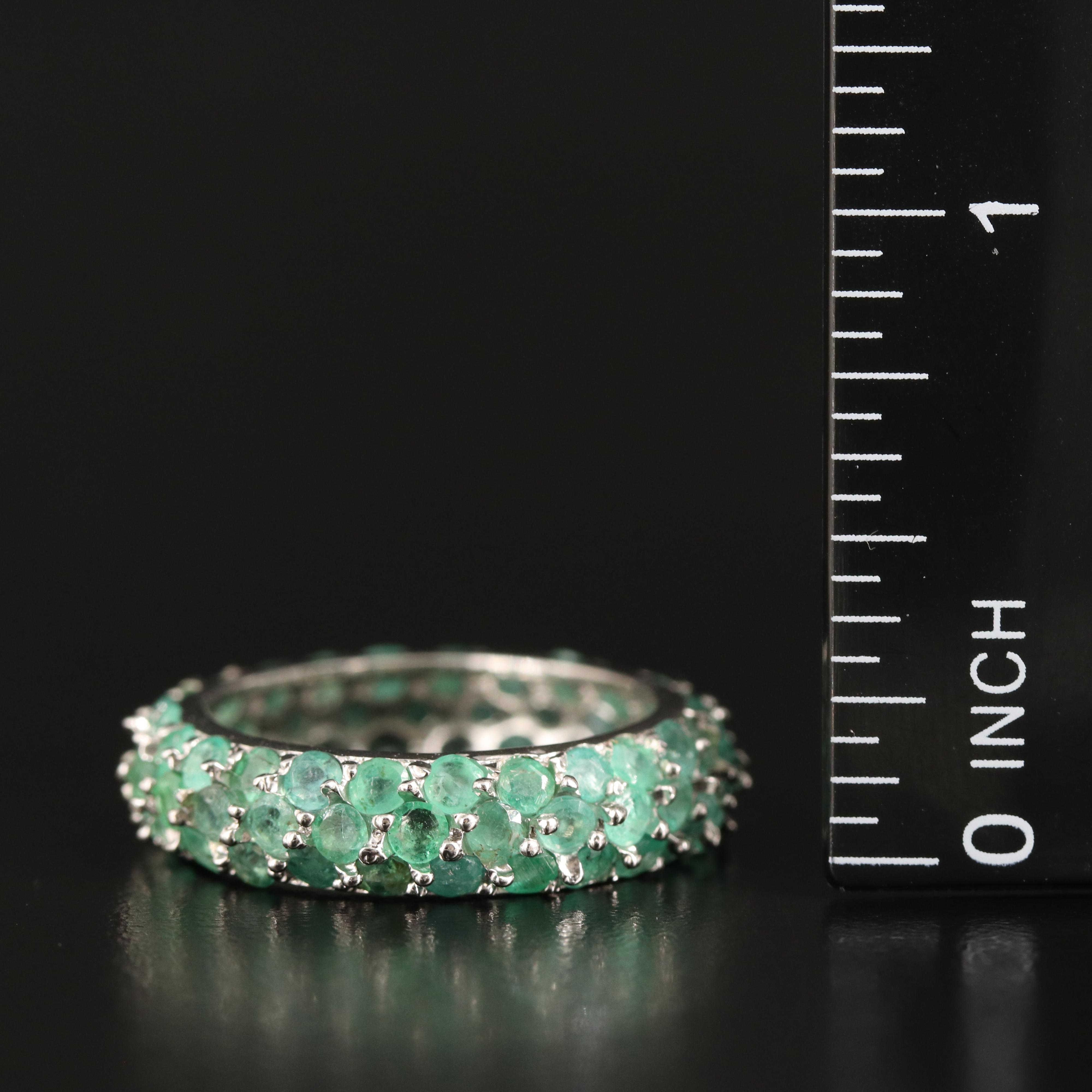 Sterling Emerald Eternity Band