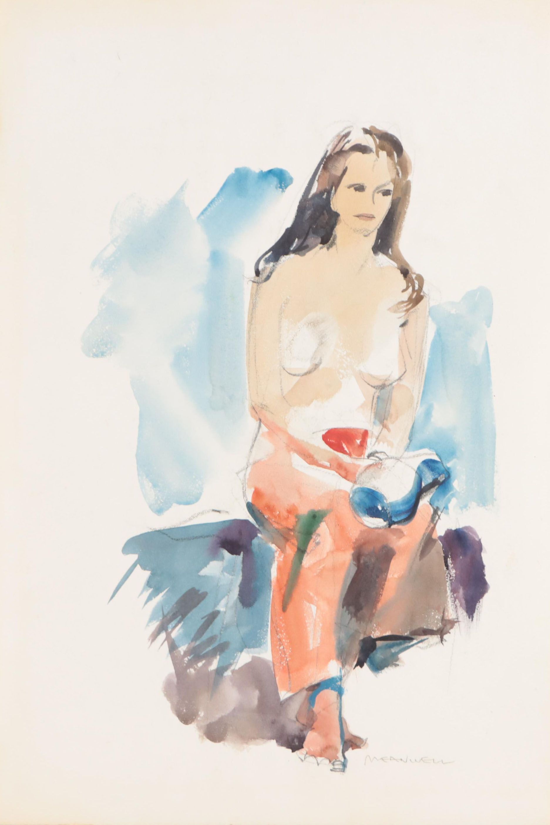 Jack Meanwell Figural Watercolor Painting