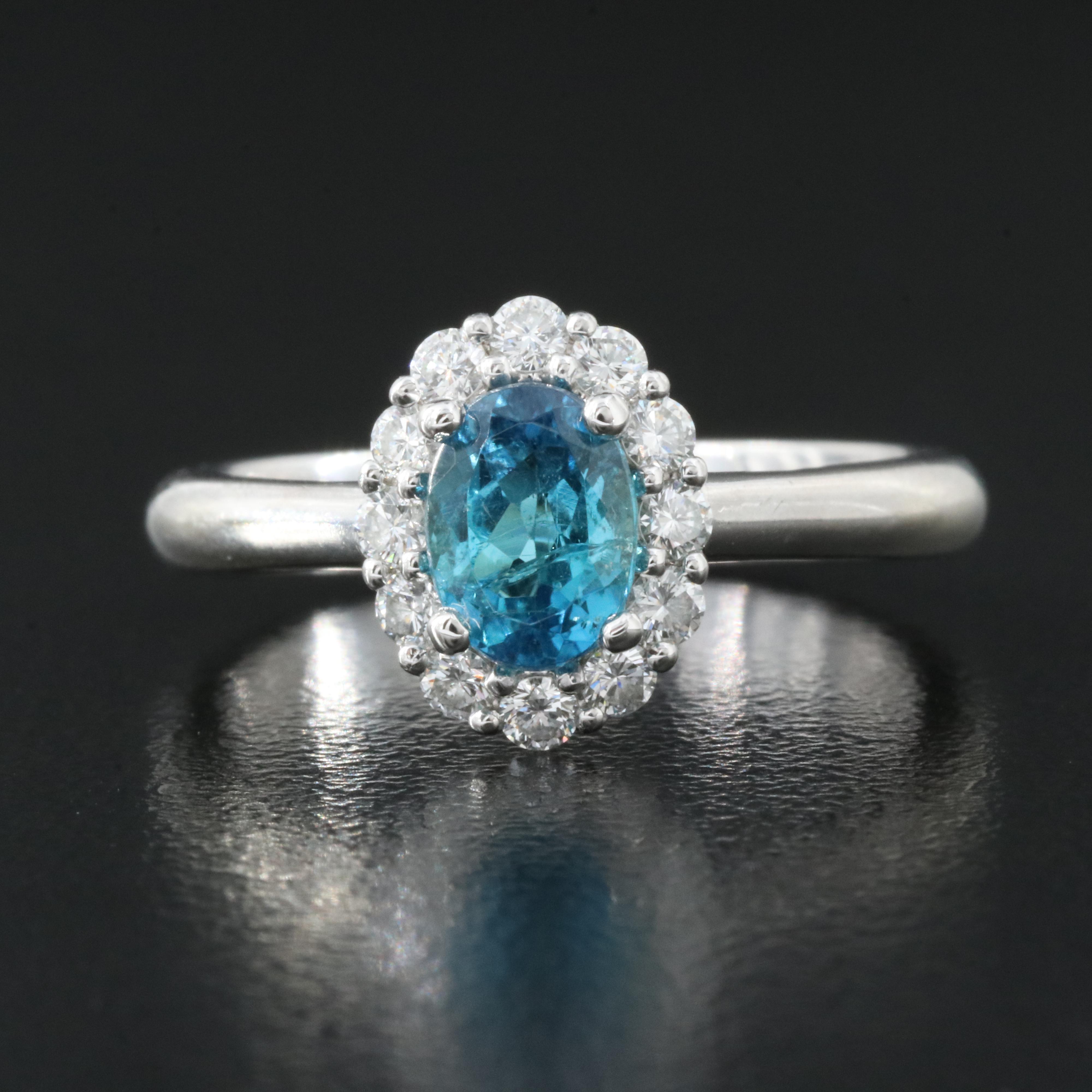 14K Paraíba Tourmaline and Coast Diamond Ring with GIA Report