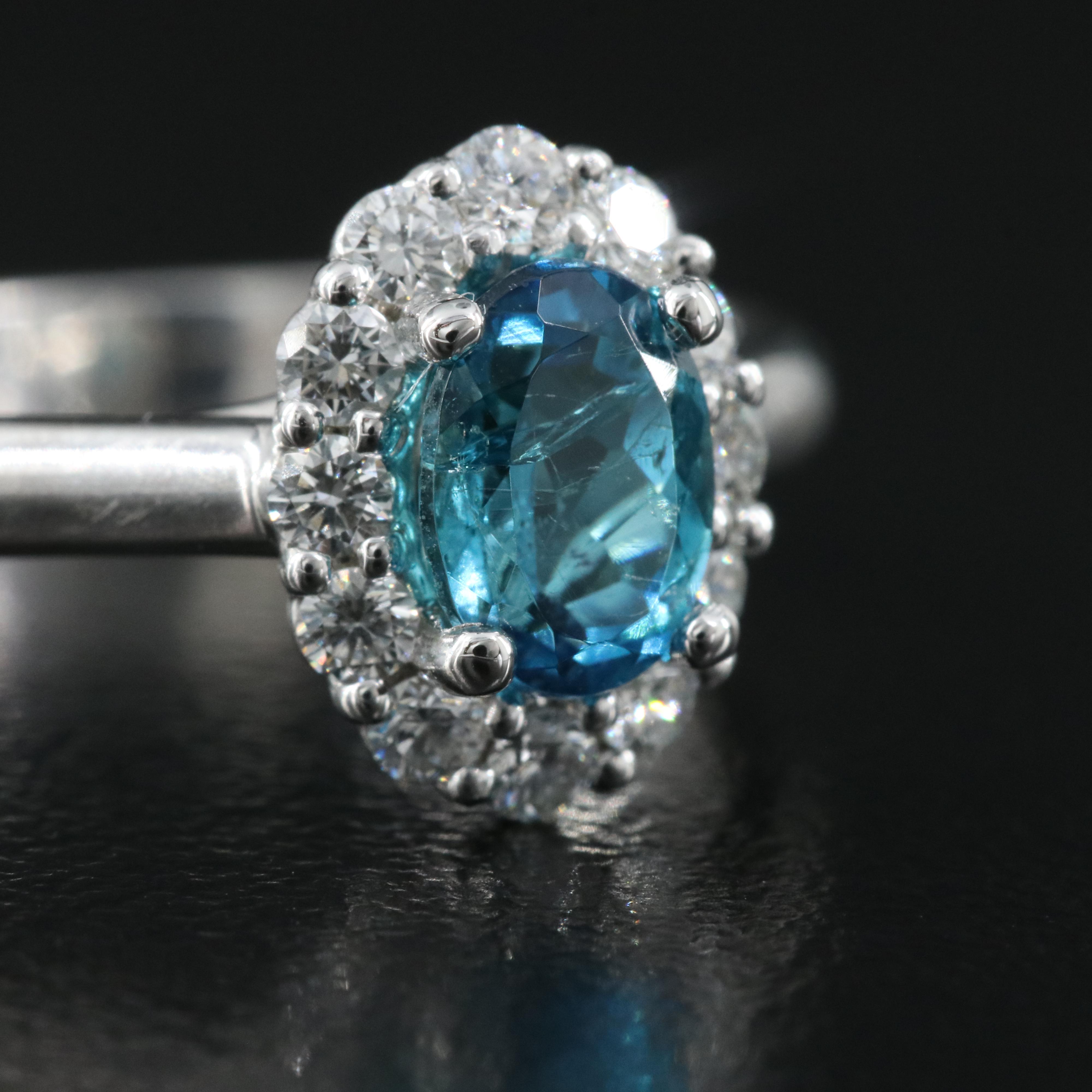 14K Paraíba Tourmaline and Coast Diamond Ring with GIA Report