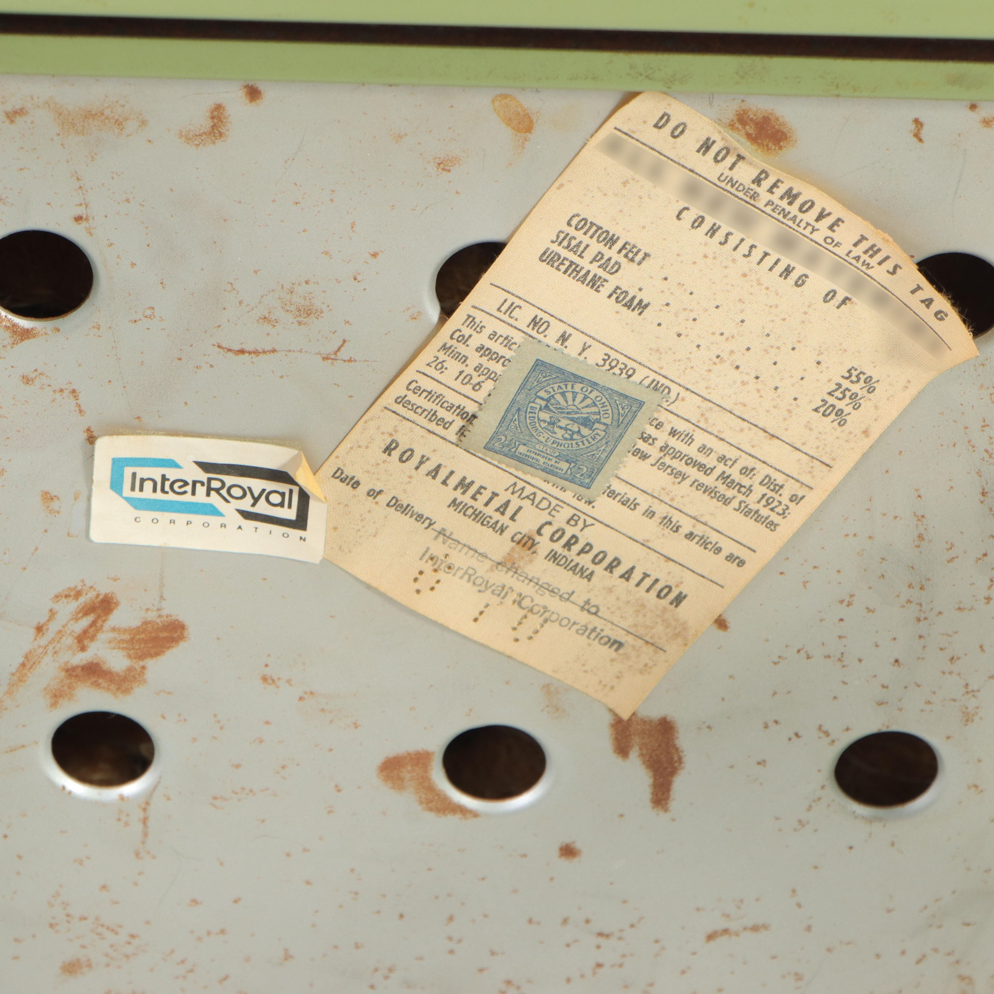 Three Royalmetal / Interroyal Industrial Painted Steel and Vinyl Chairs, 1970s