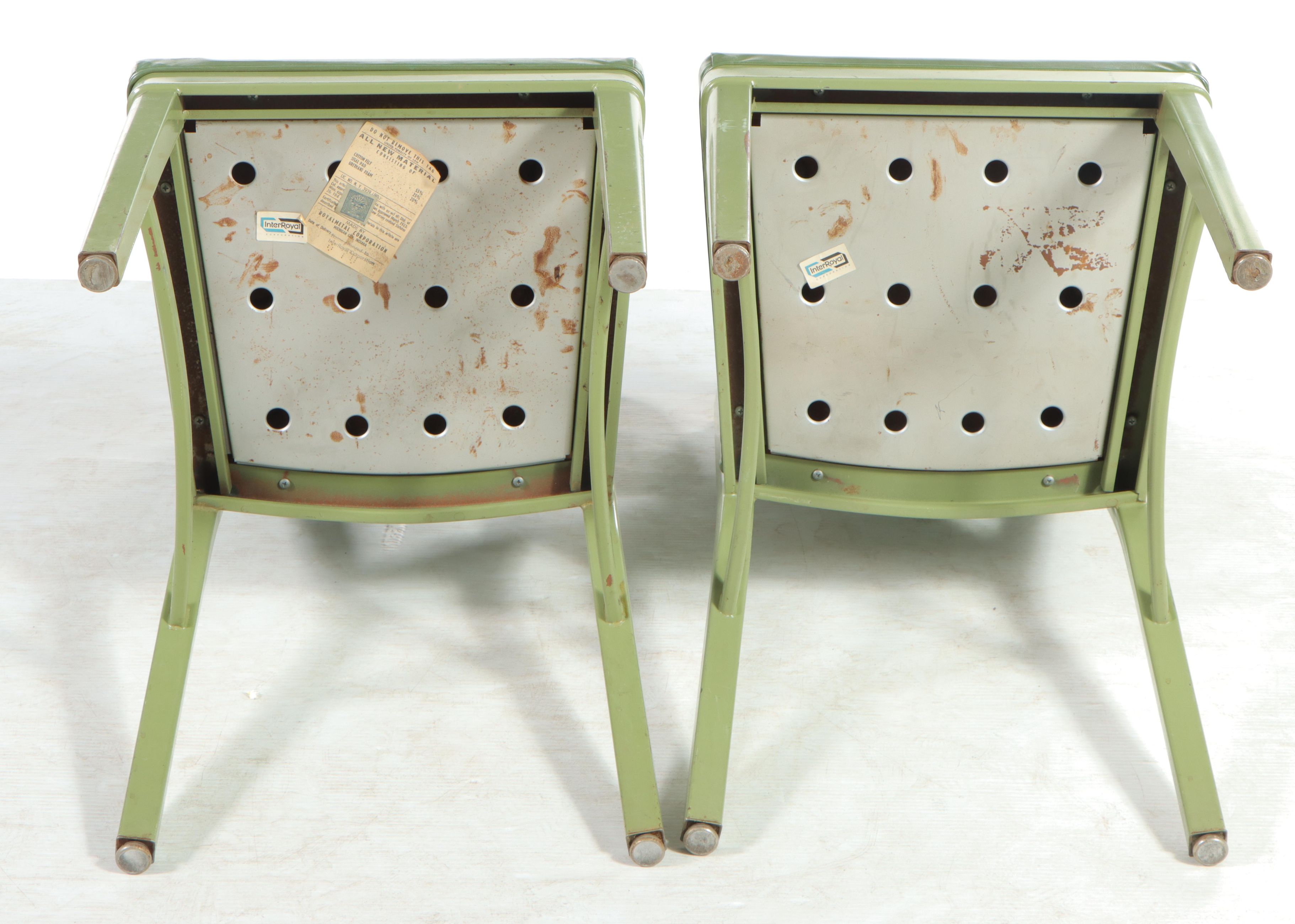 Three Royalmetal / Interroyal Industrial Painted Steel and Vinyl Chairs, 1970s