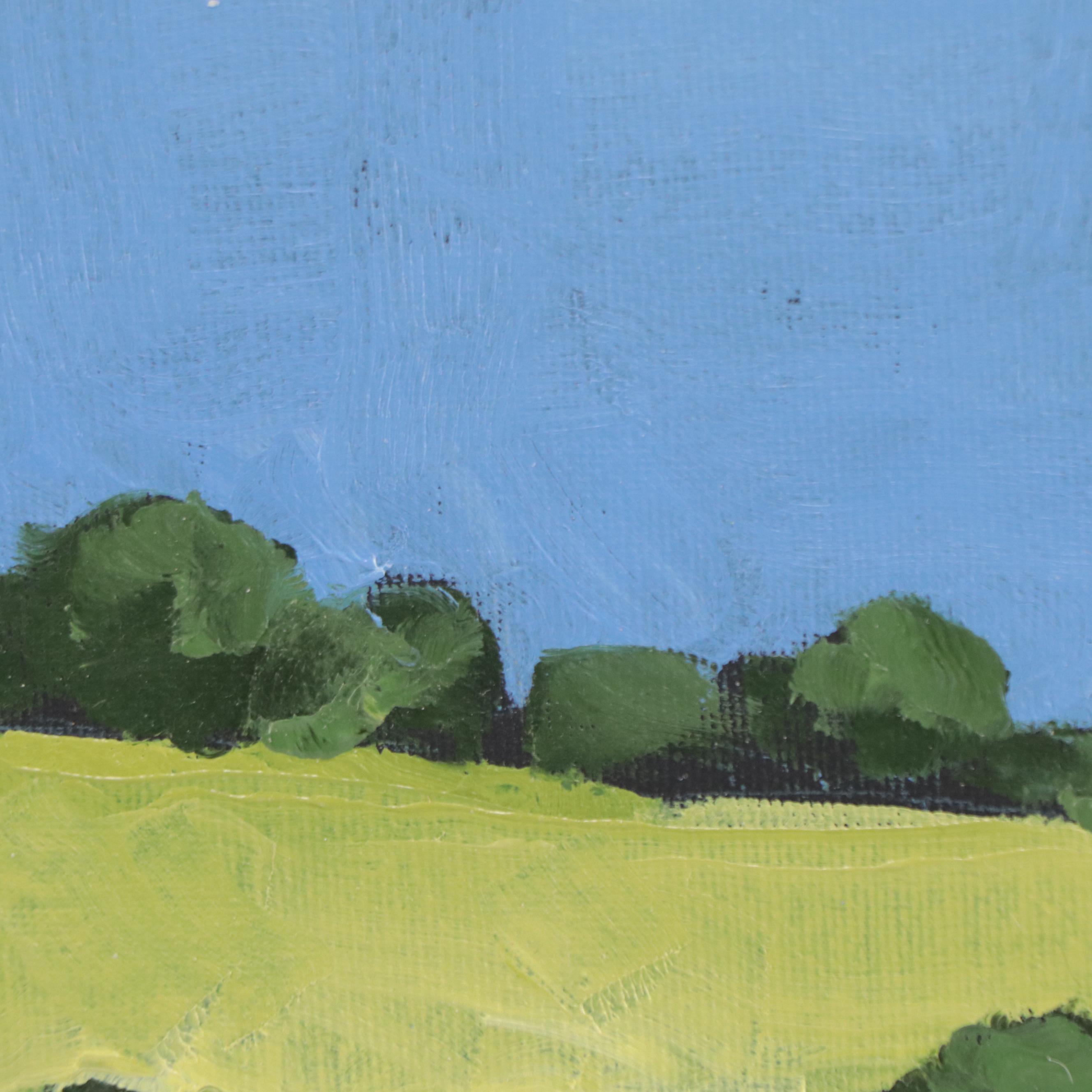 Lynne French Landscape Oil Painting of Farmhouses, 21st Century