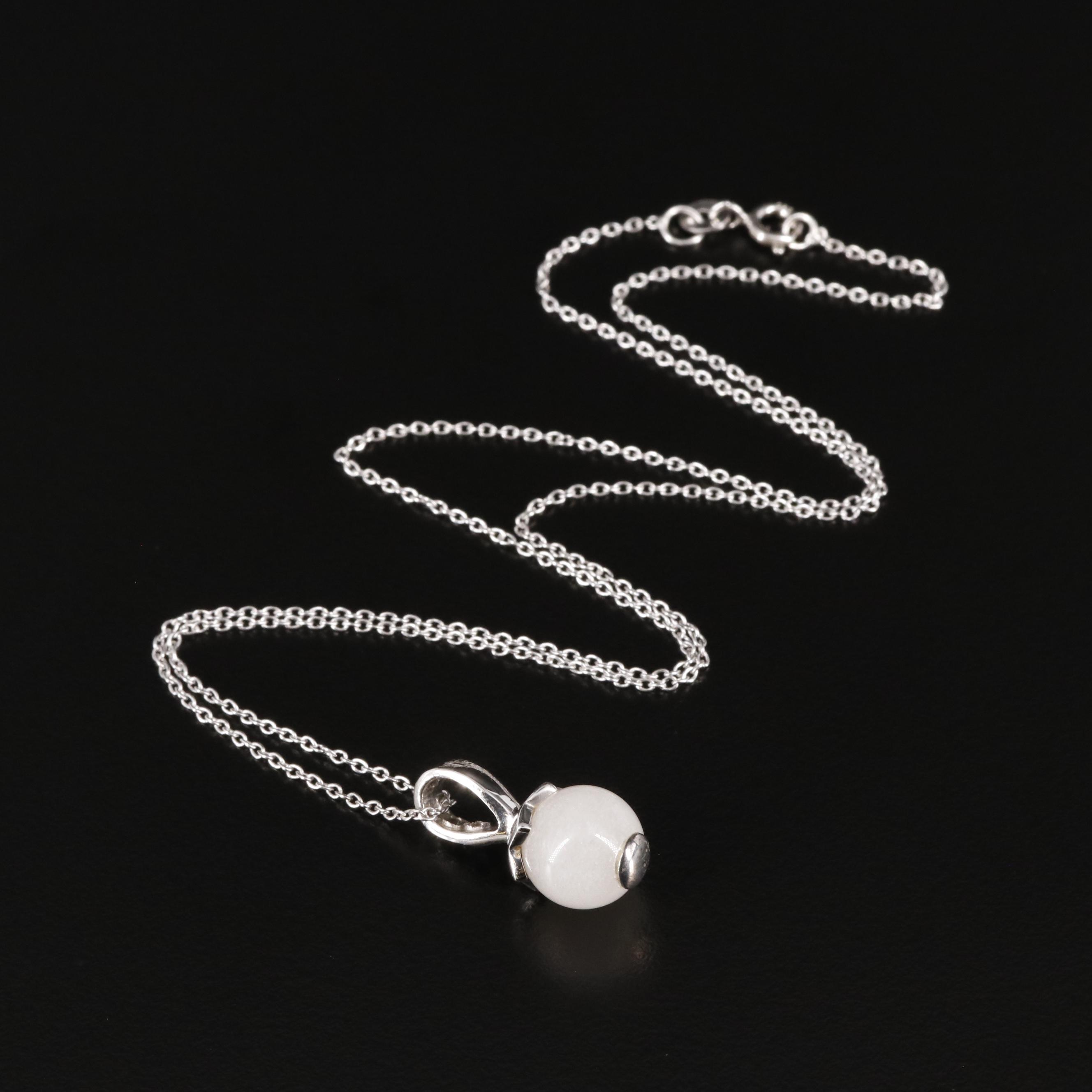 Sterling Chalcedony and Sapphire Pendant Necklace