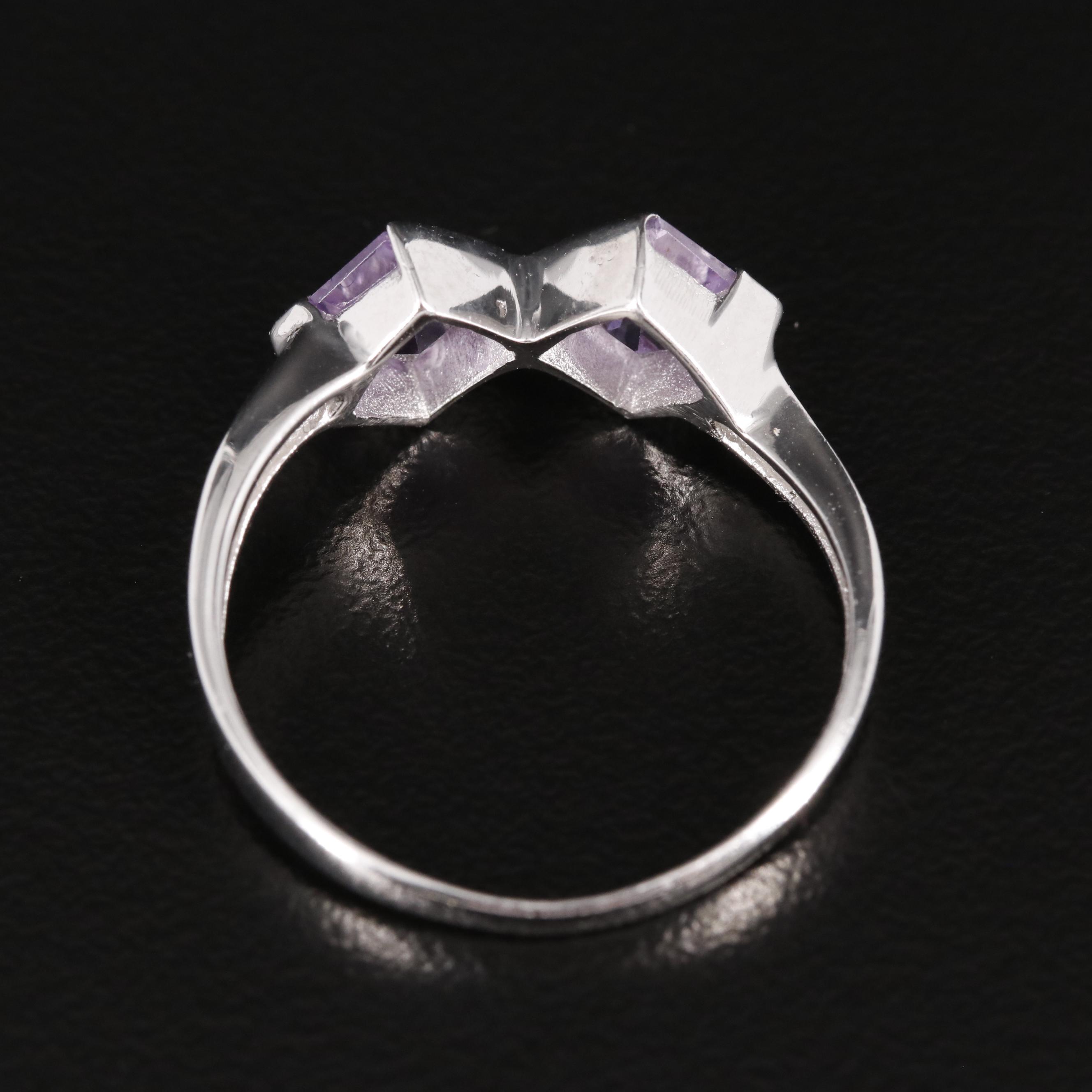 Sterling Amethyst Two Stone Ring
