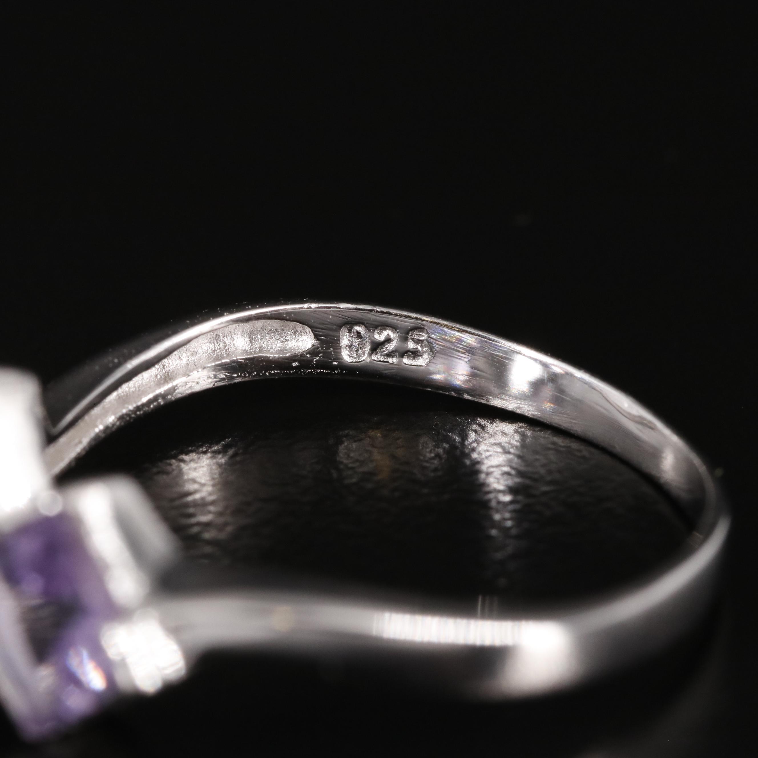 Sterling Amethyst Two Stone Ring