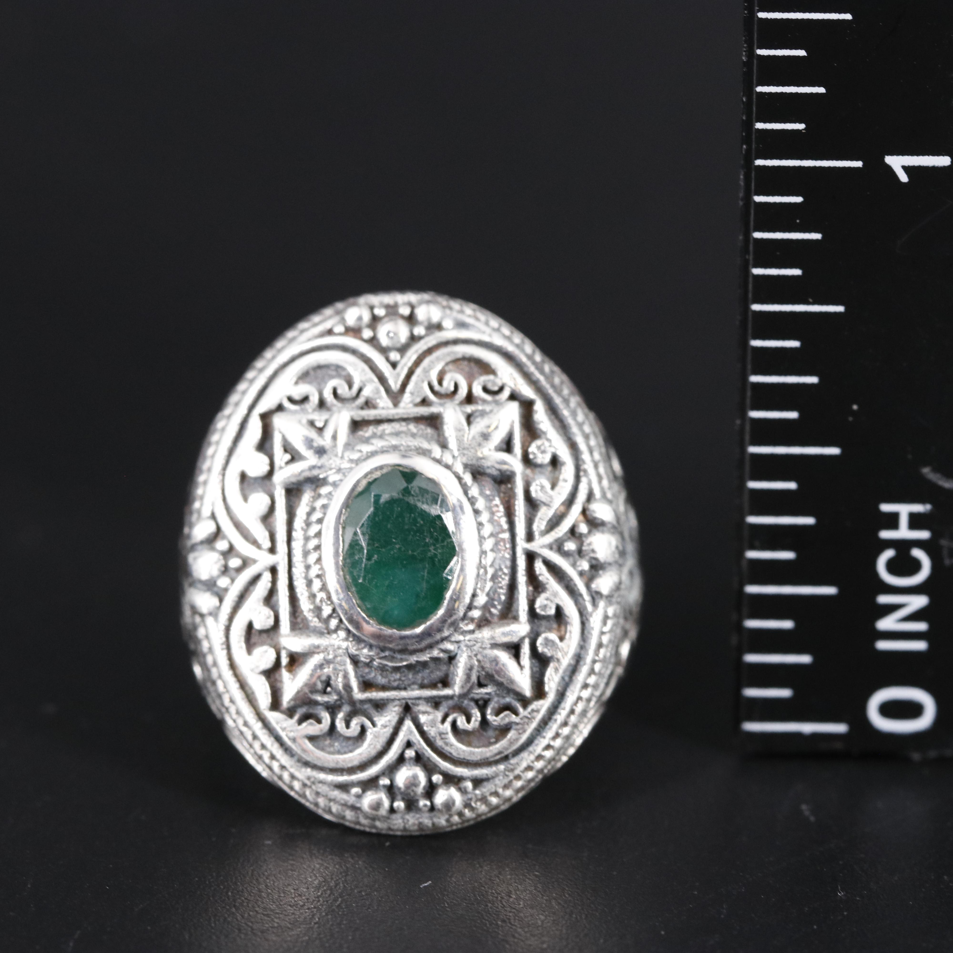 Sterling Silver Emerald Ring