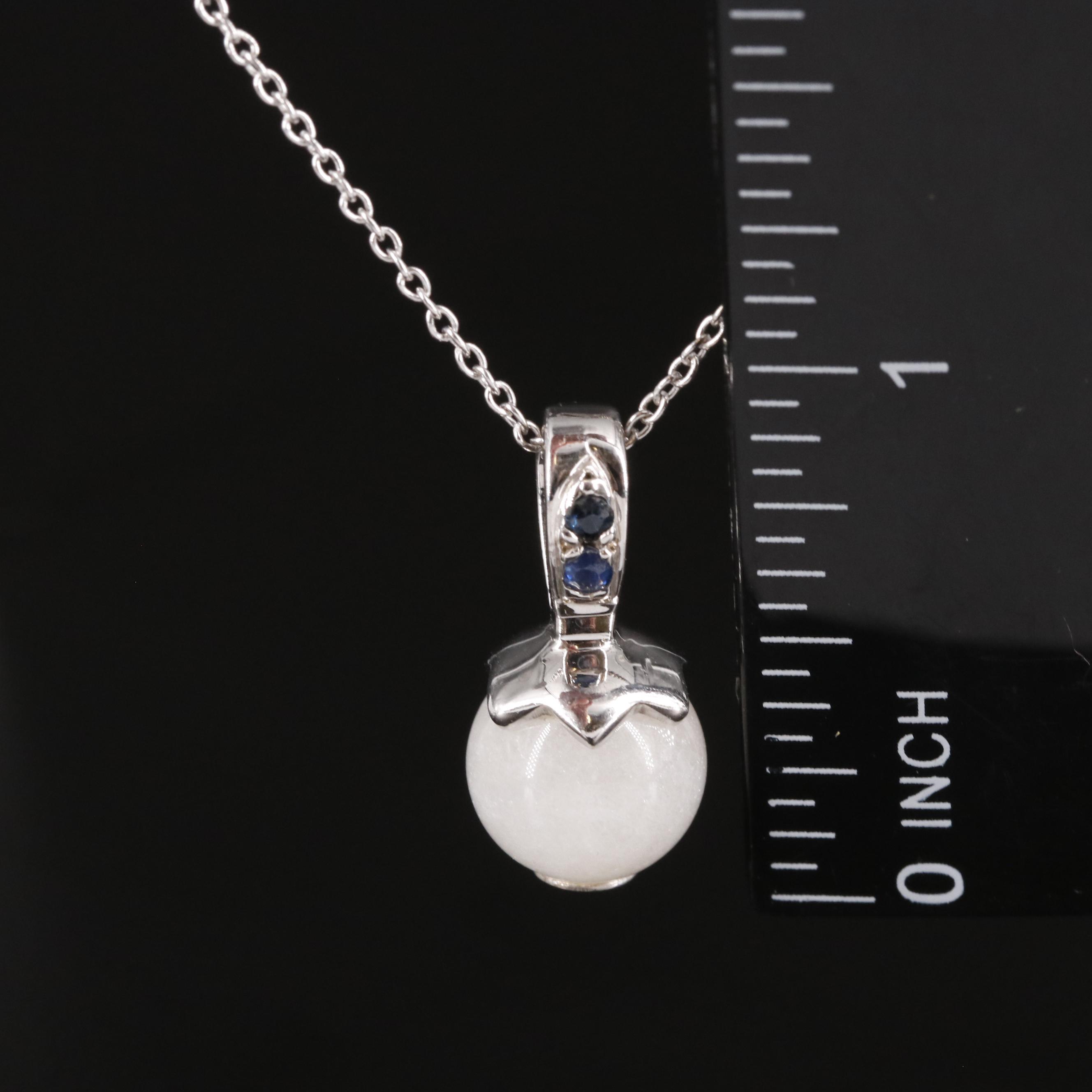 Sterling Chalcedony and Sapphire Pendant Necklace