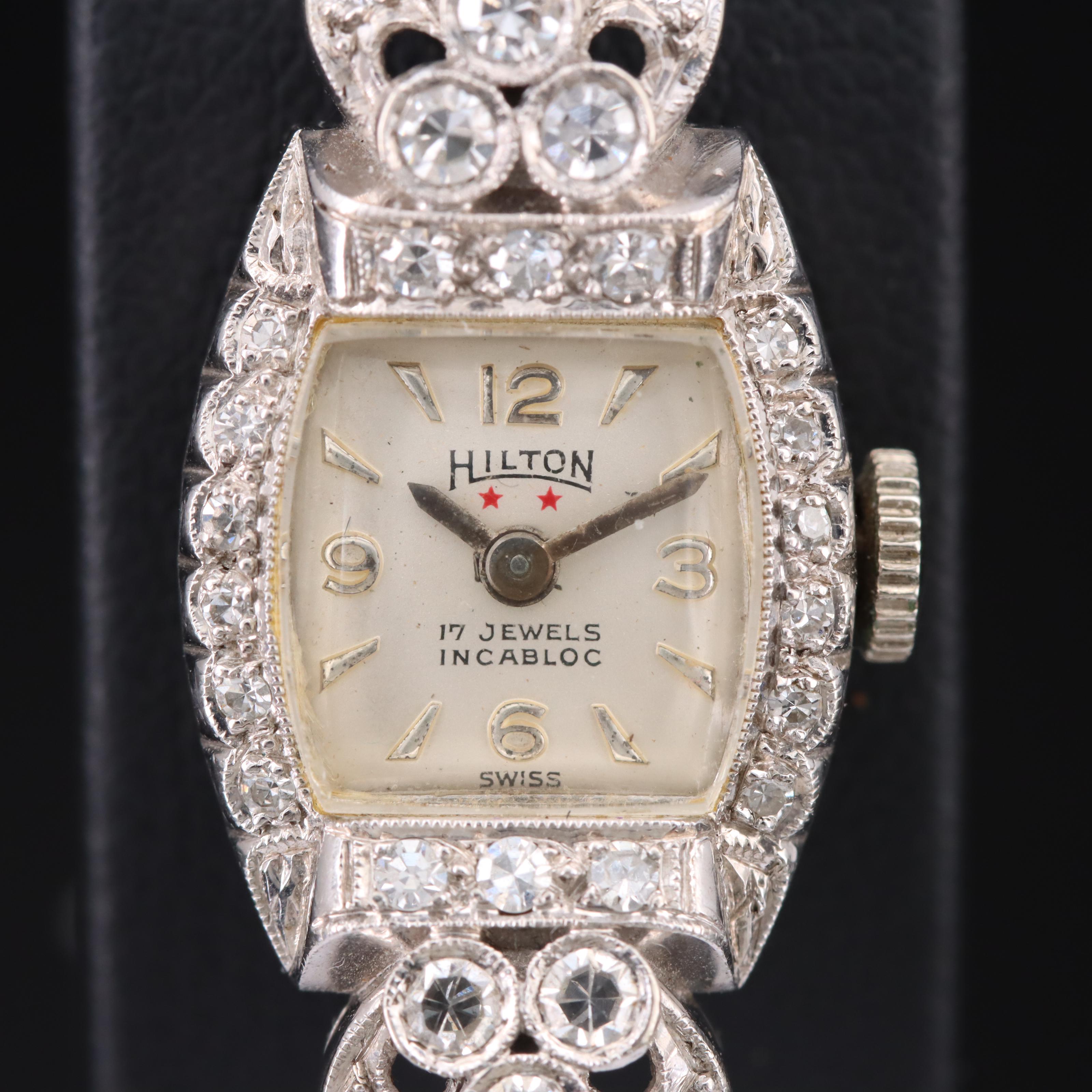 Vintage 14K Hilton Diamond Watch