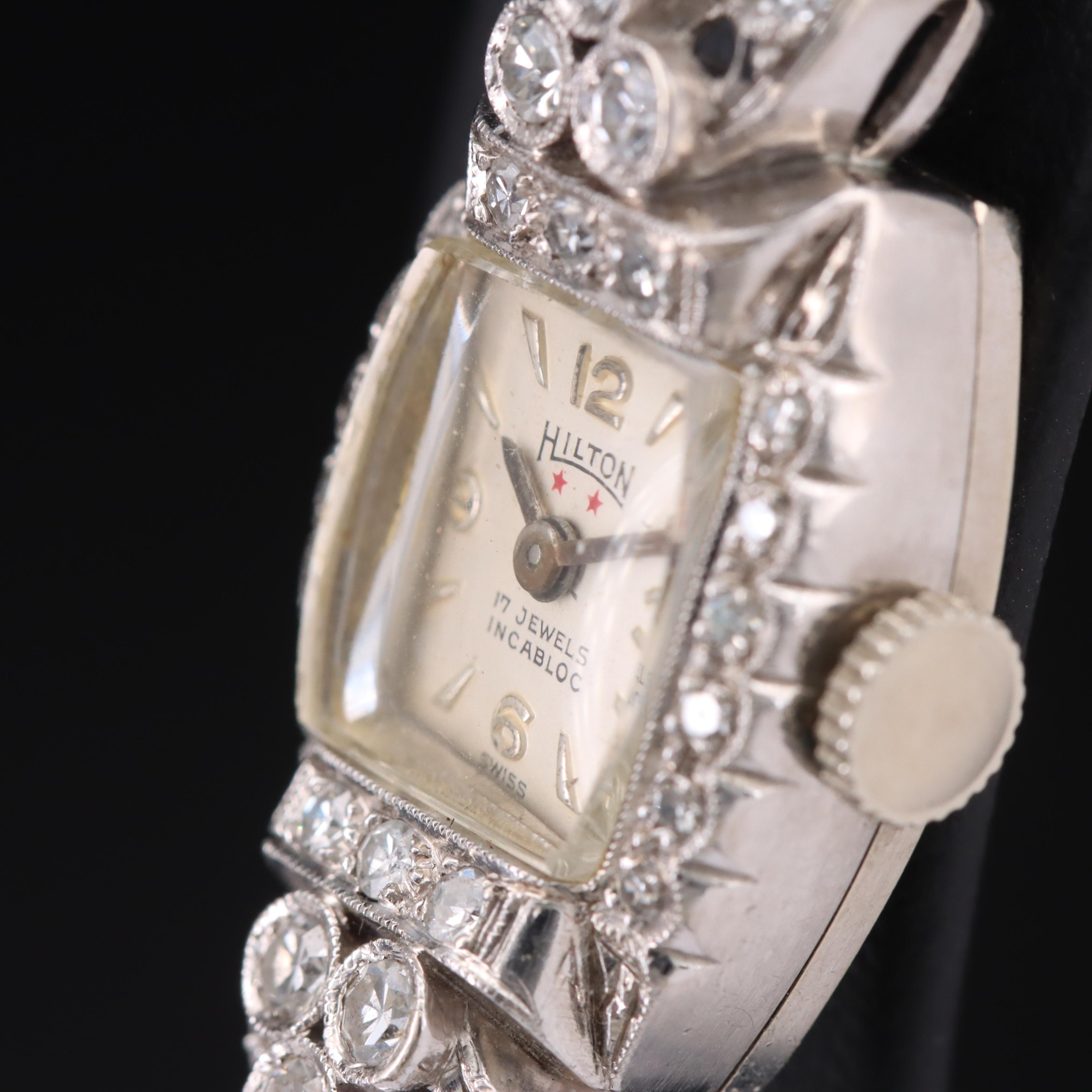 Vintage 14K Hilton Diamond Watch