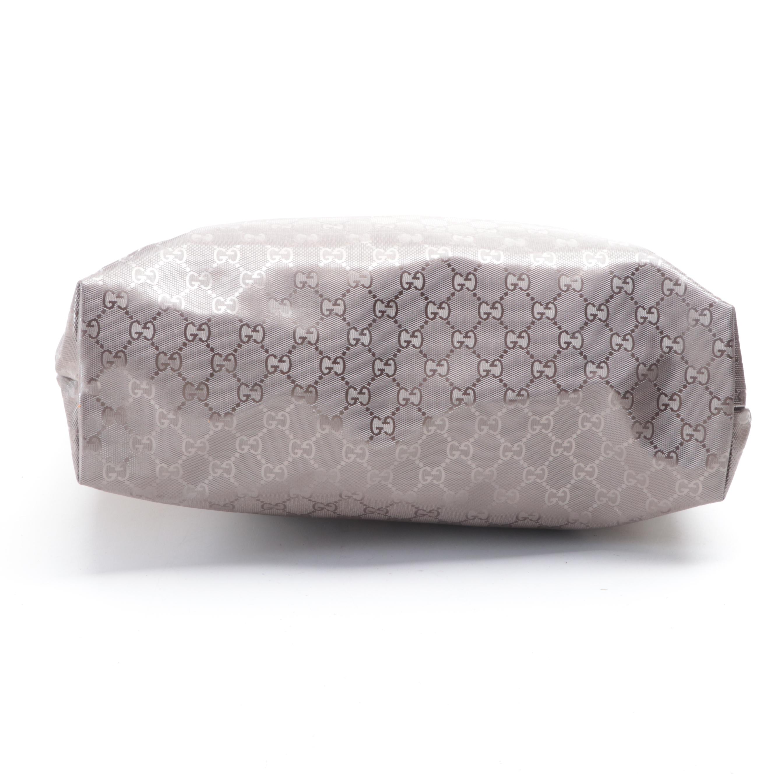 Gucci Medium Tote Bag in GG Imprimé Coated Canvas and Metallic Leather