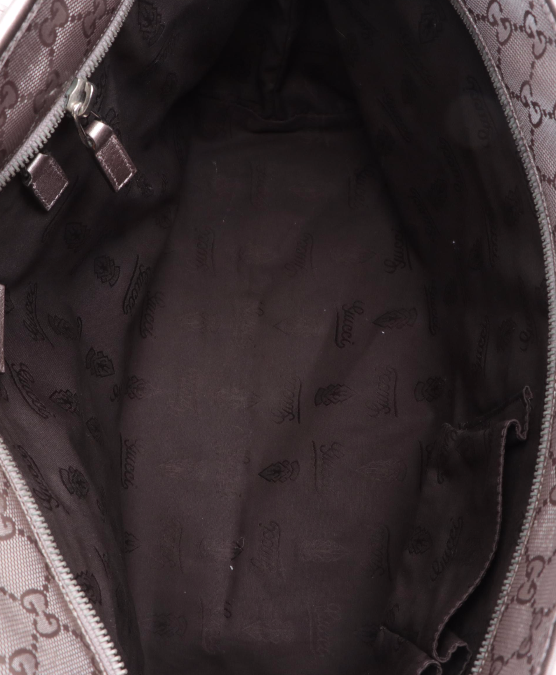 Gucci Medium Tote Bag in GG Imprimé Coated Canvas and Metallic Leather