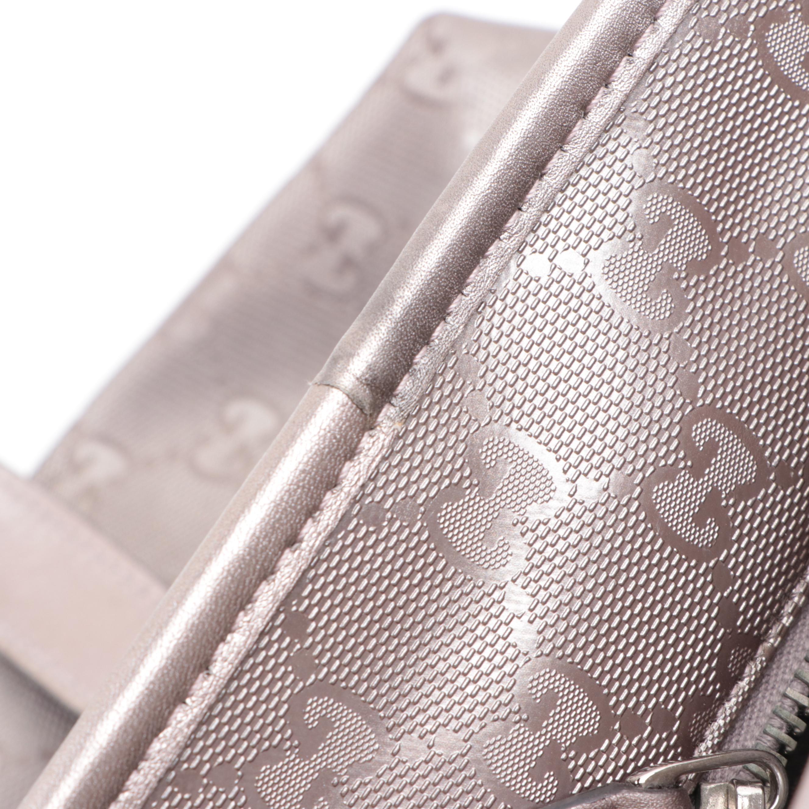 Gucci Medium Tote Bag in GG Imprimé Coated Canvas and Metallic Leather