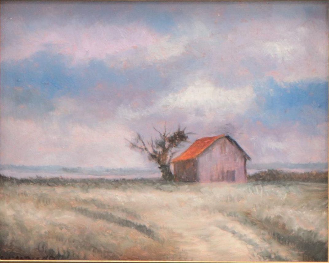 Sulmaz H. Radvand Landscape Oil Painting of Barn, 21st Century