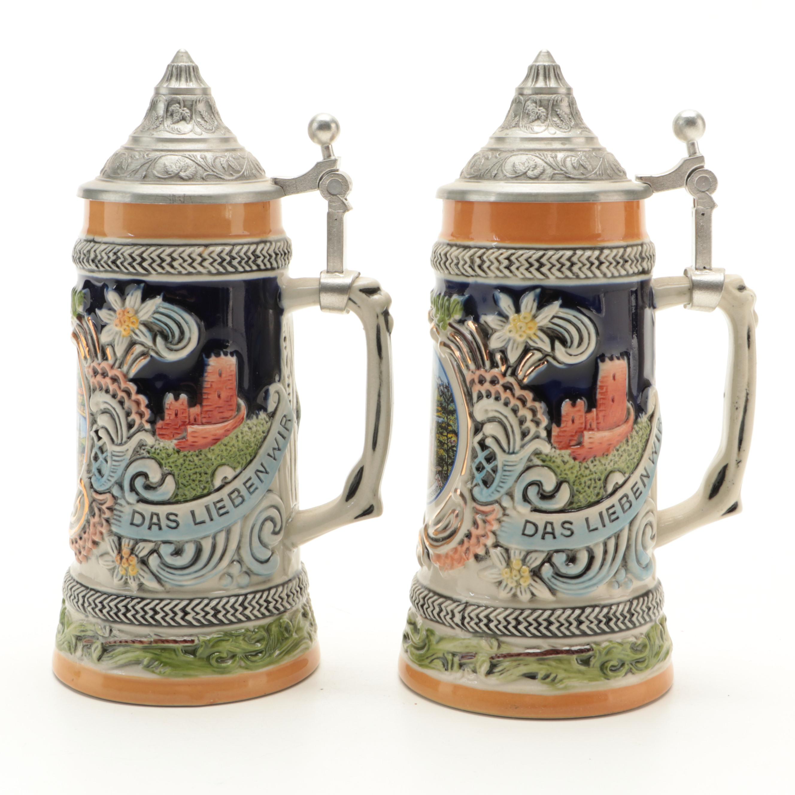 Gerz German Glazed Stoneware Miniature Steins with Other Musical Steins