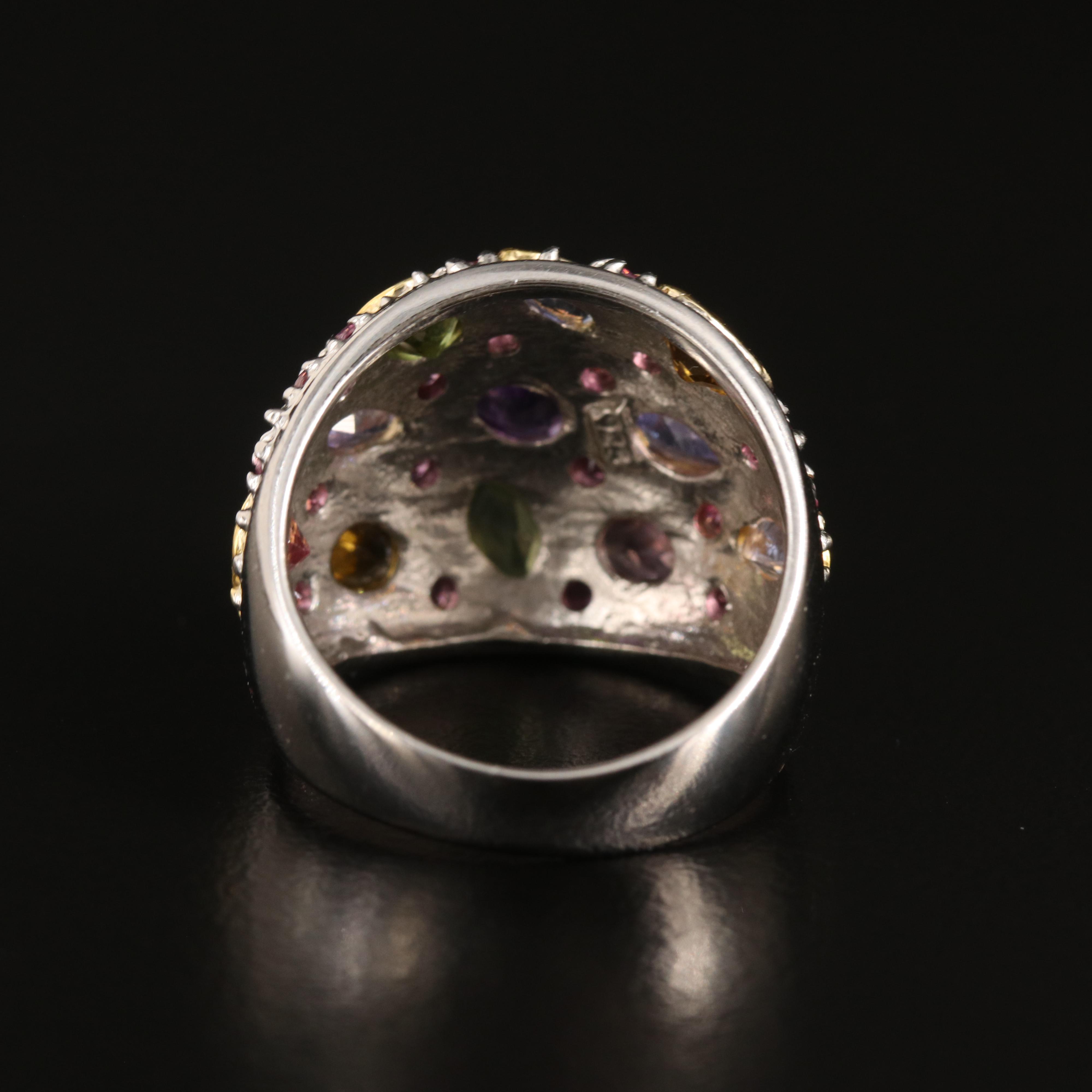Sterling Amethyst and Gemstone Dome Ring