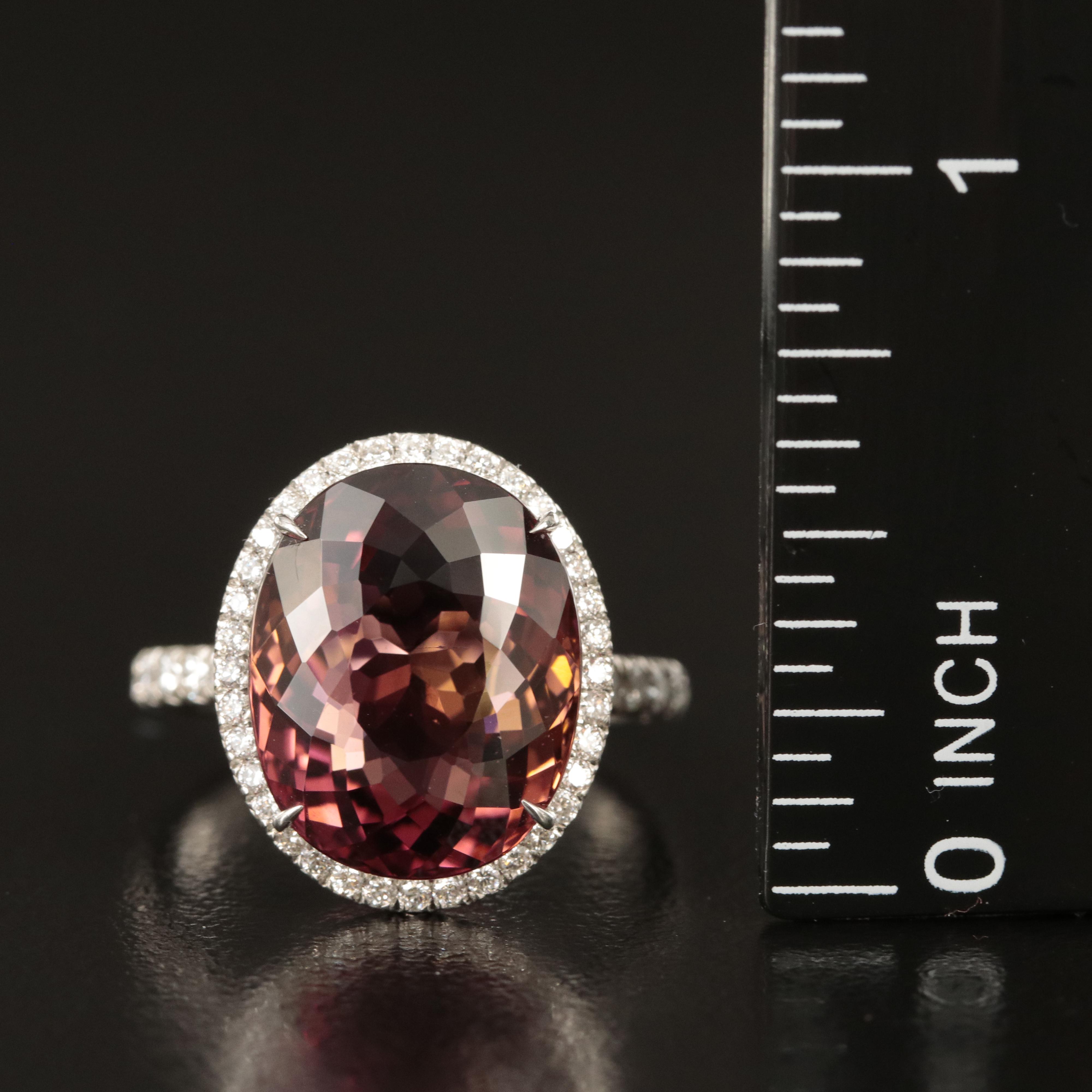 Tiffany & Co. "Soleste" Platinum 12.30 CT Tourmaline and Diamond Ring