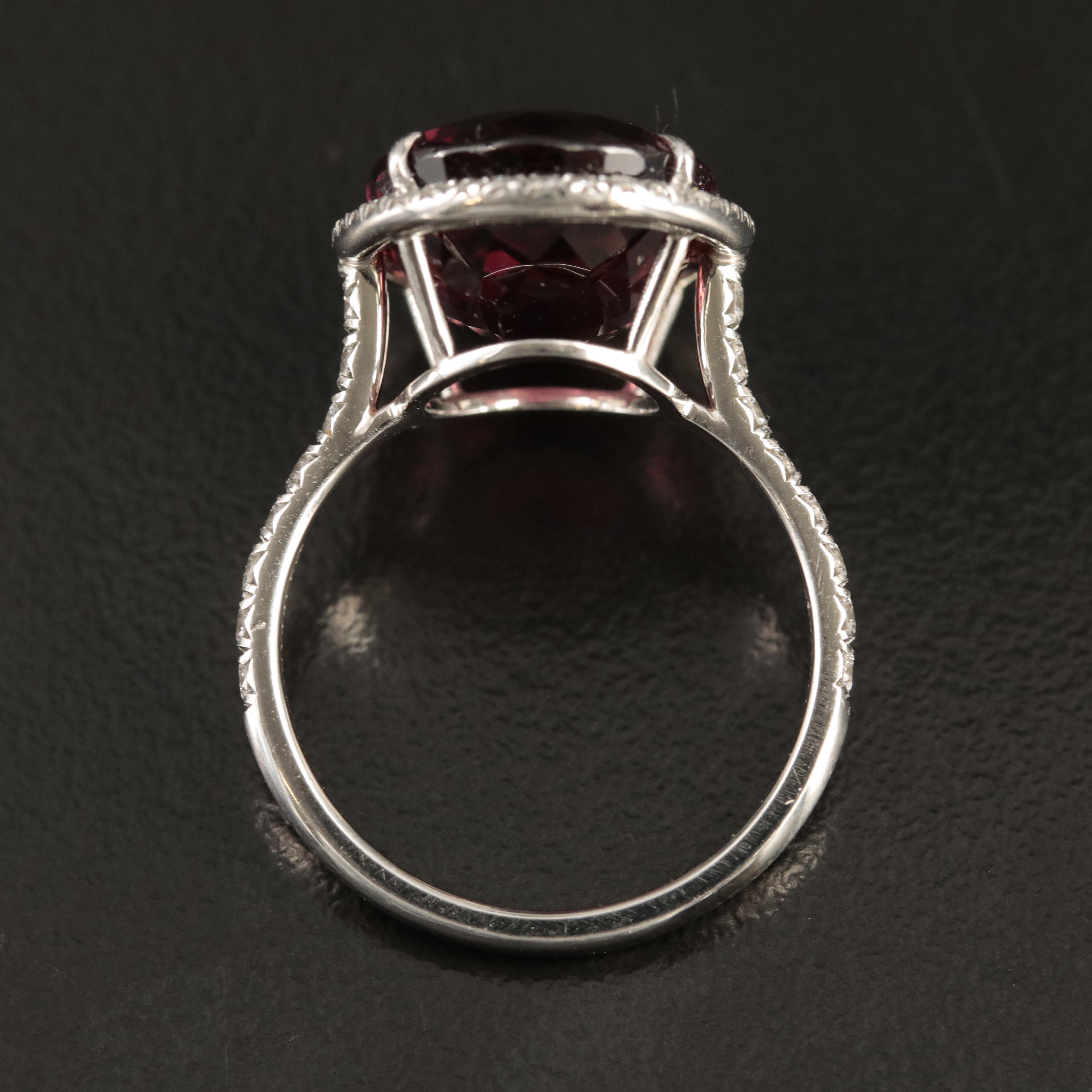 Tiffany & Co. "Soleste" Platinum 12.30 CT Tourmaline and Diamond Ring