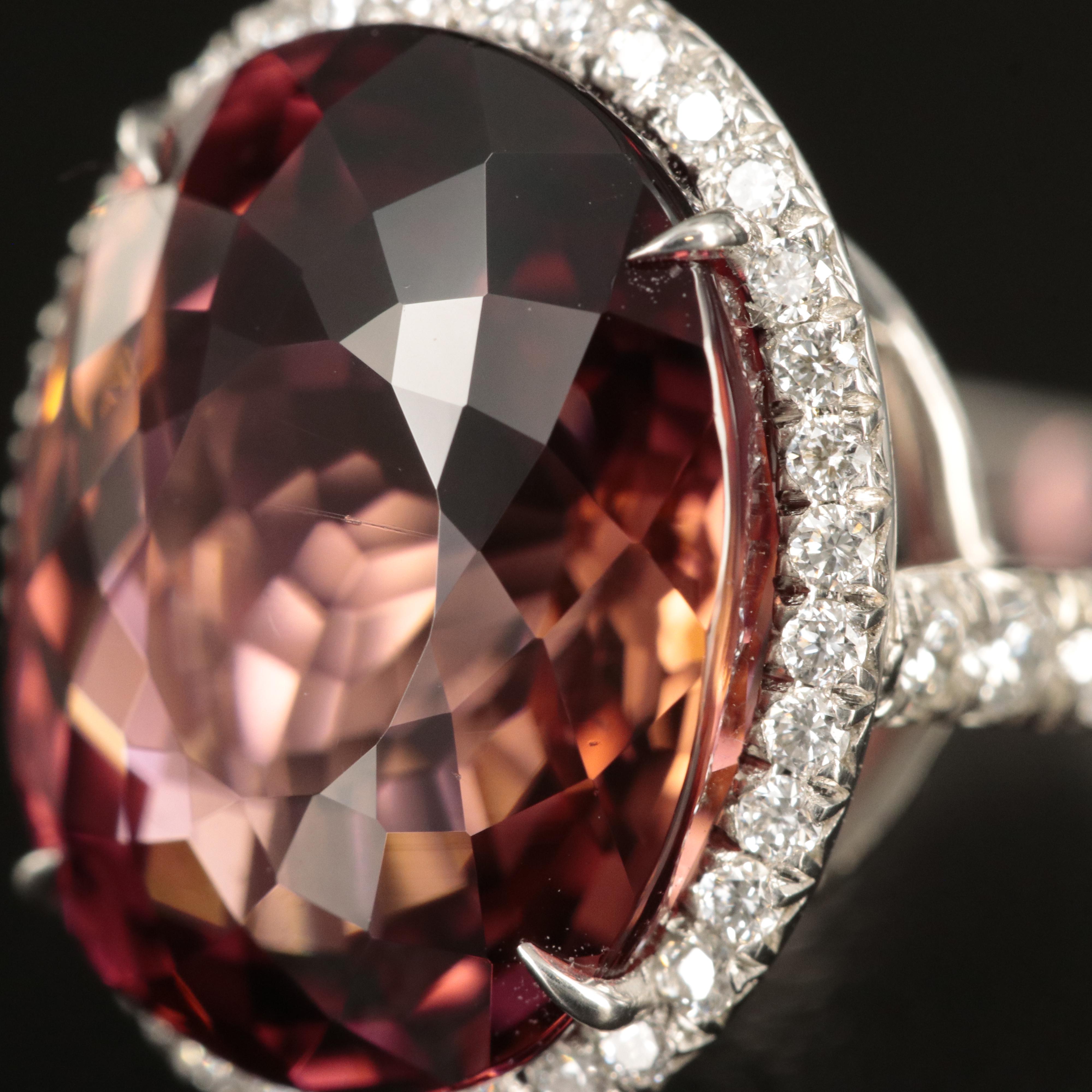 Tiffany & Co. "Soleste" Platinum 12.30 CT Tourmaline and Diamond Ring