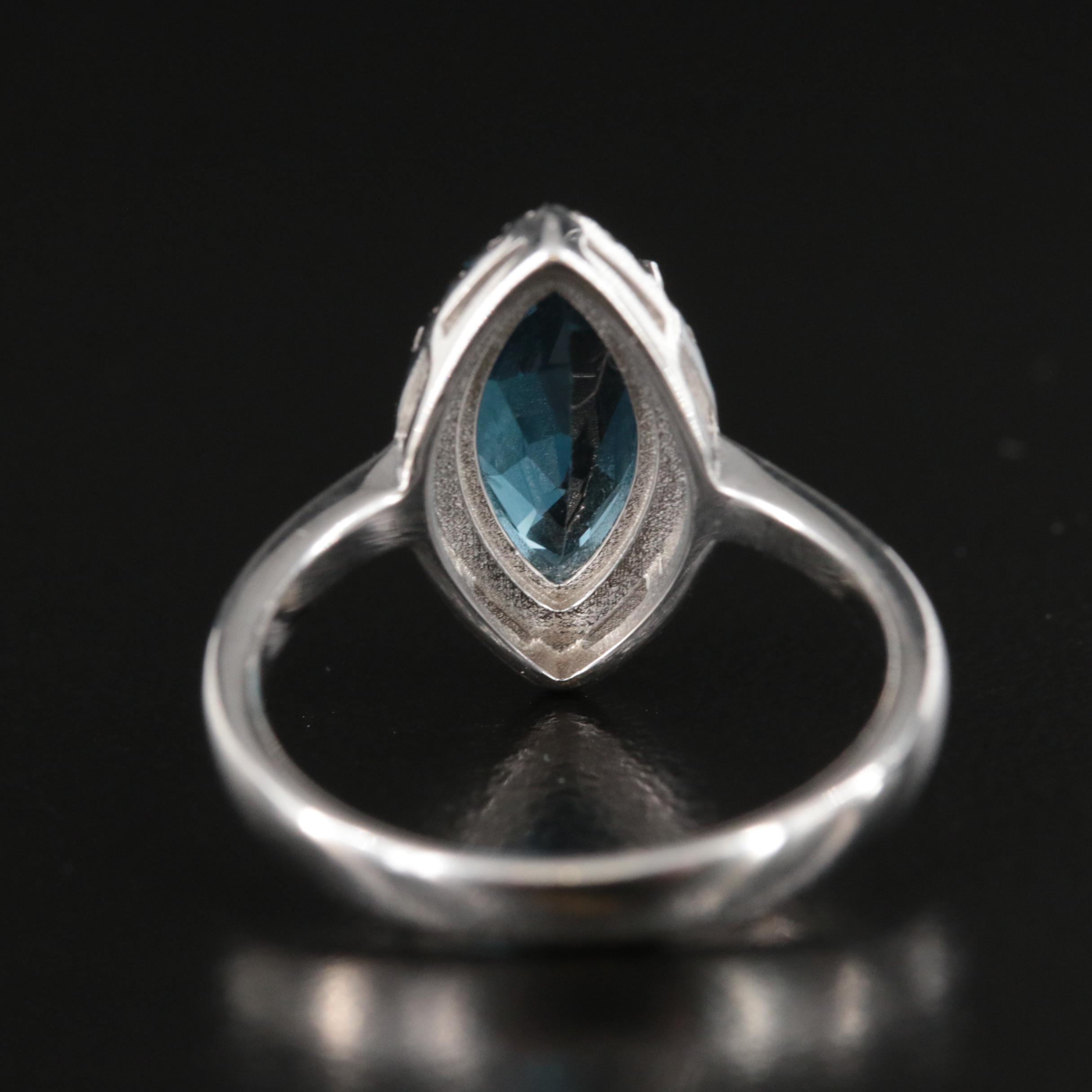 Sterling London Blue Topaz and Cubic Zirconia Ring