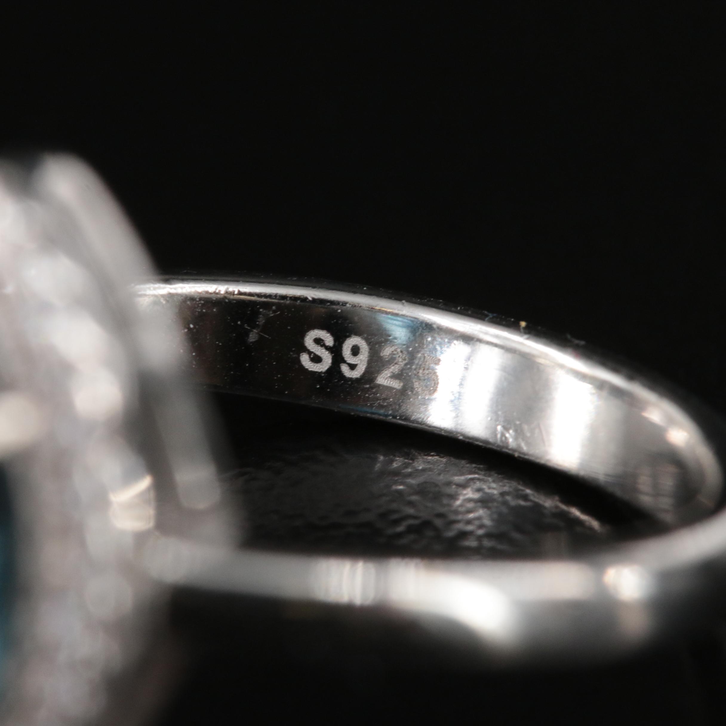 Sterling London Blue Topaz and Cubic Zirconia Ring