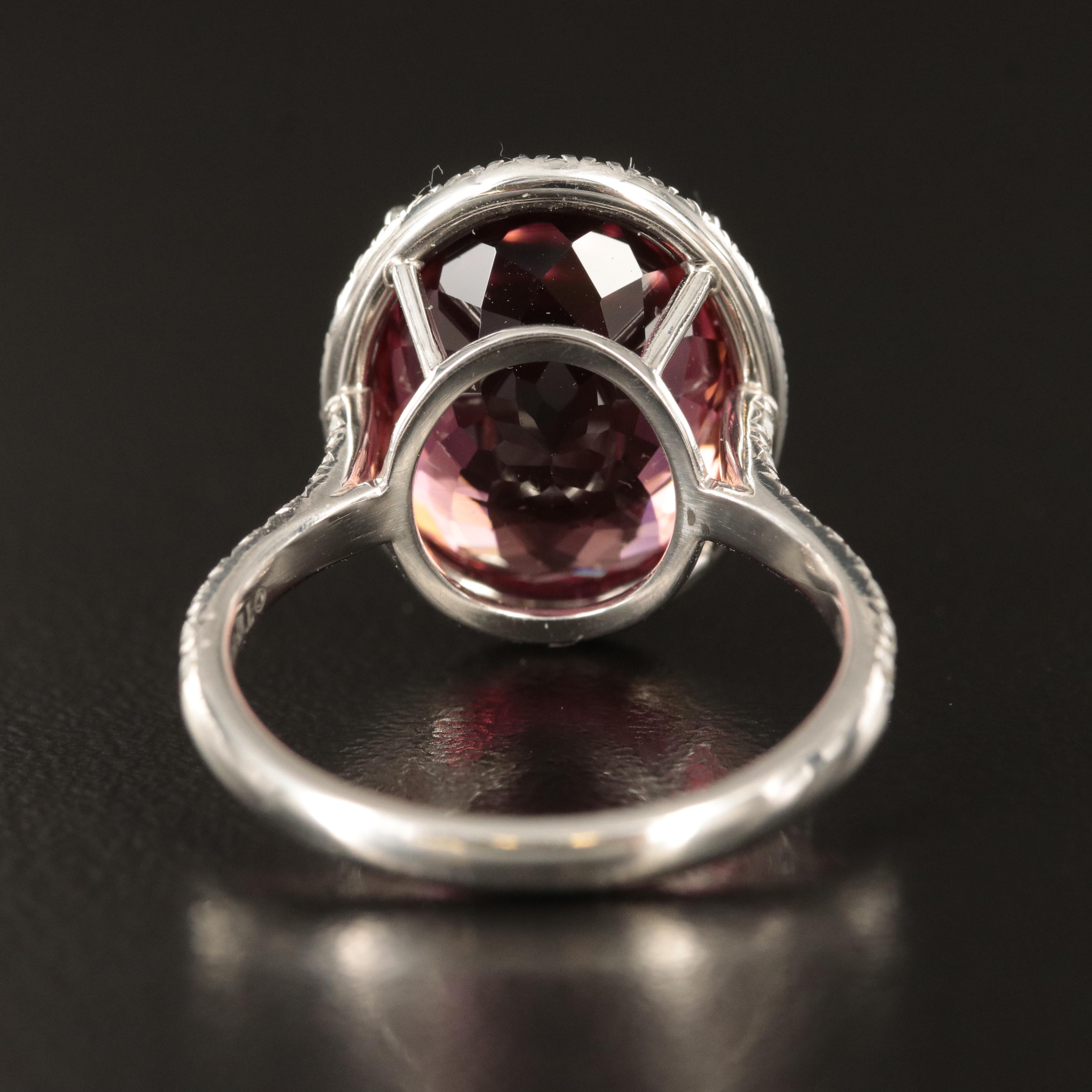 Tiffany & Co. "Soleste" Platinum 12.30 CT Tourmaline and Diamond Ring