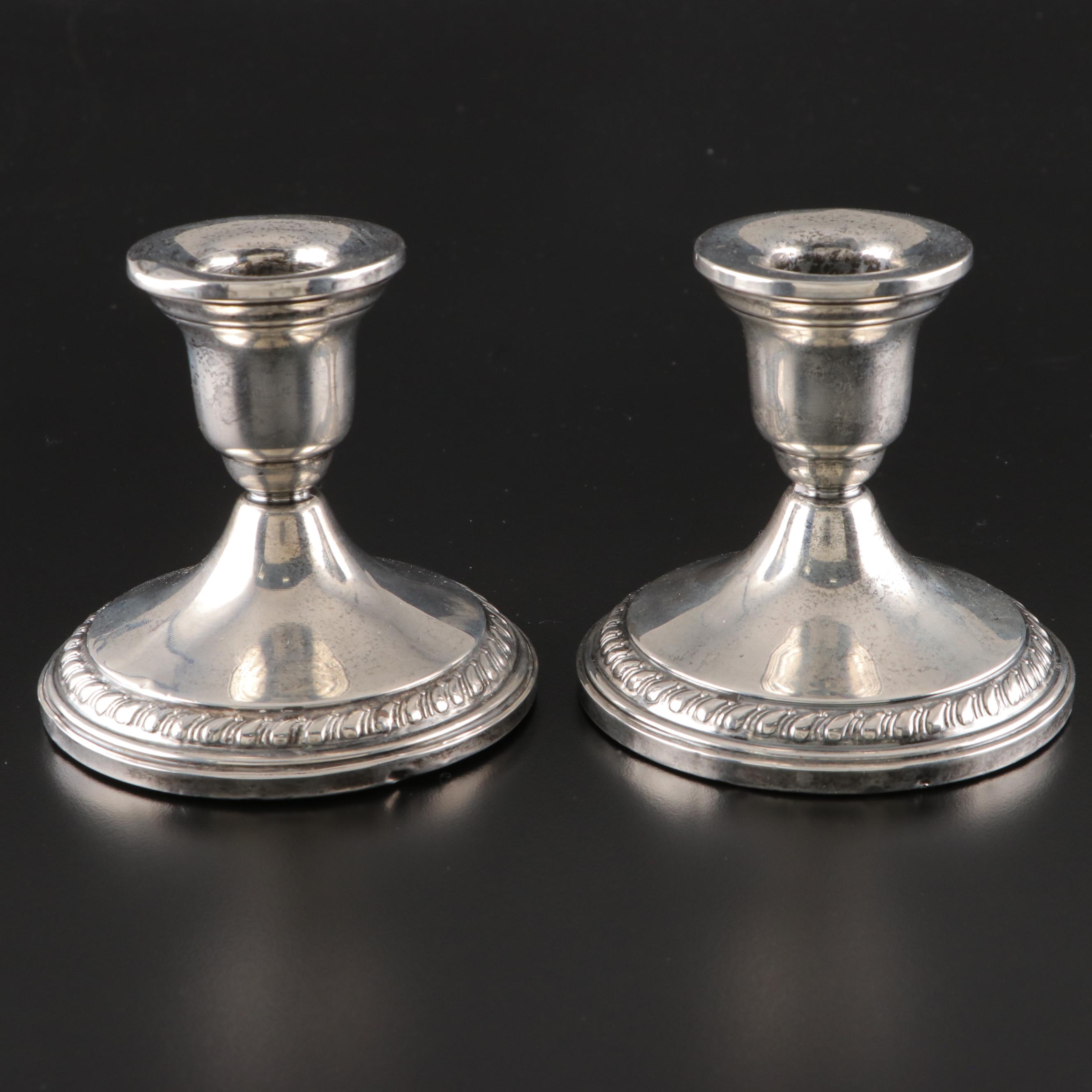 Columbia Weighted Sterling Silver Candle Holders, Mid-20th Century