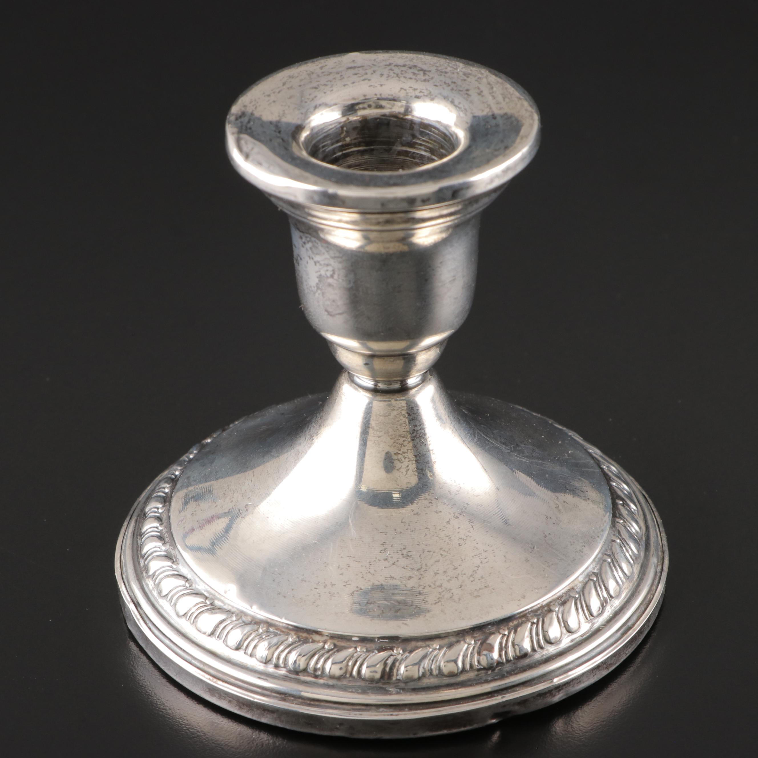 Columbia Weighted Sterling Silver Candle Holders, Mid-20th Century