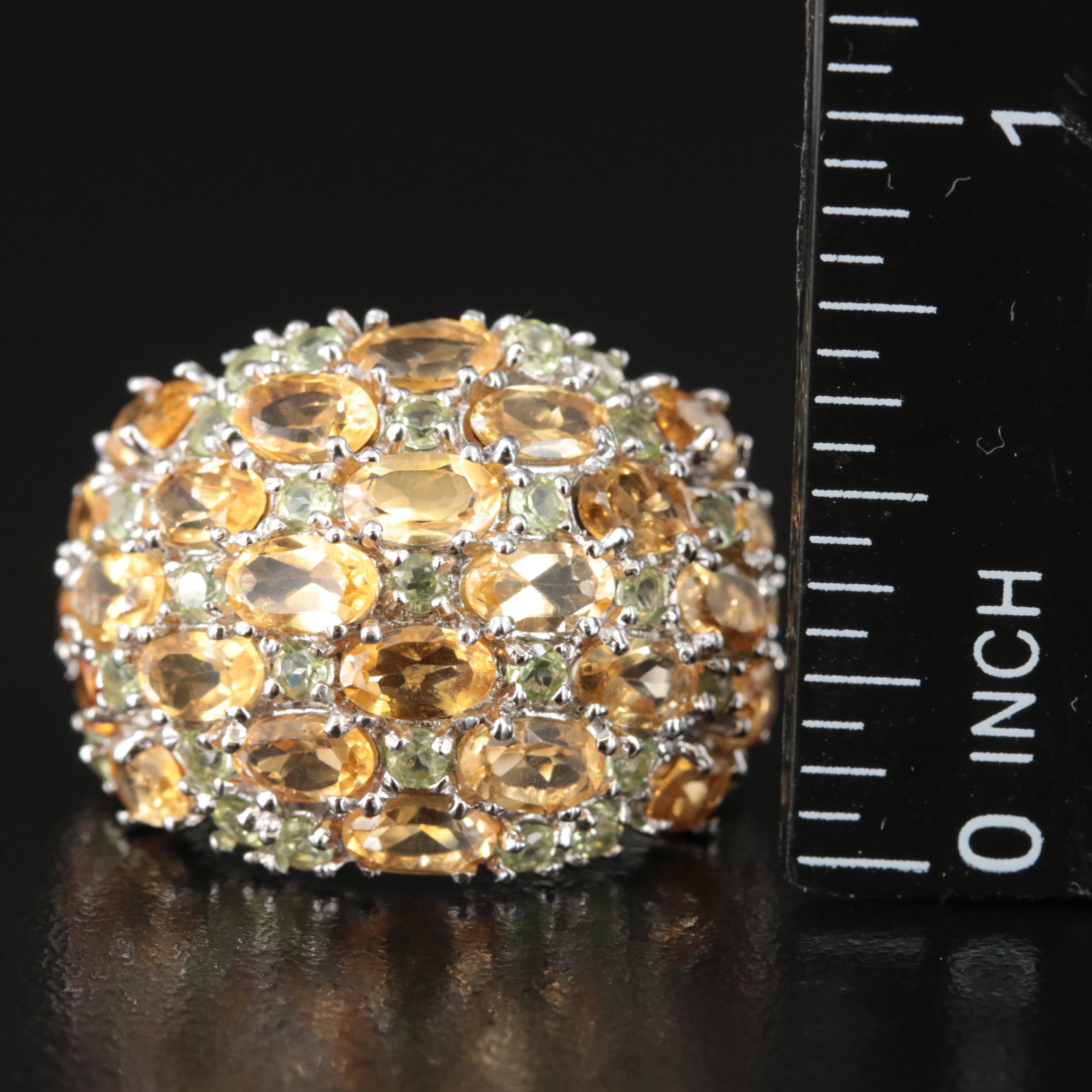 Sterling Citrine and Peridot Ring