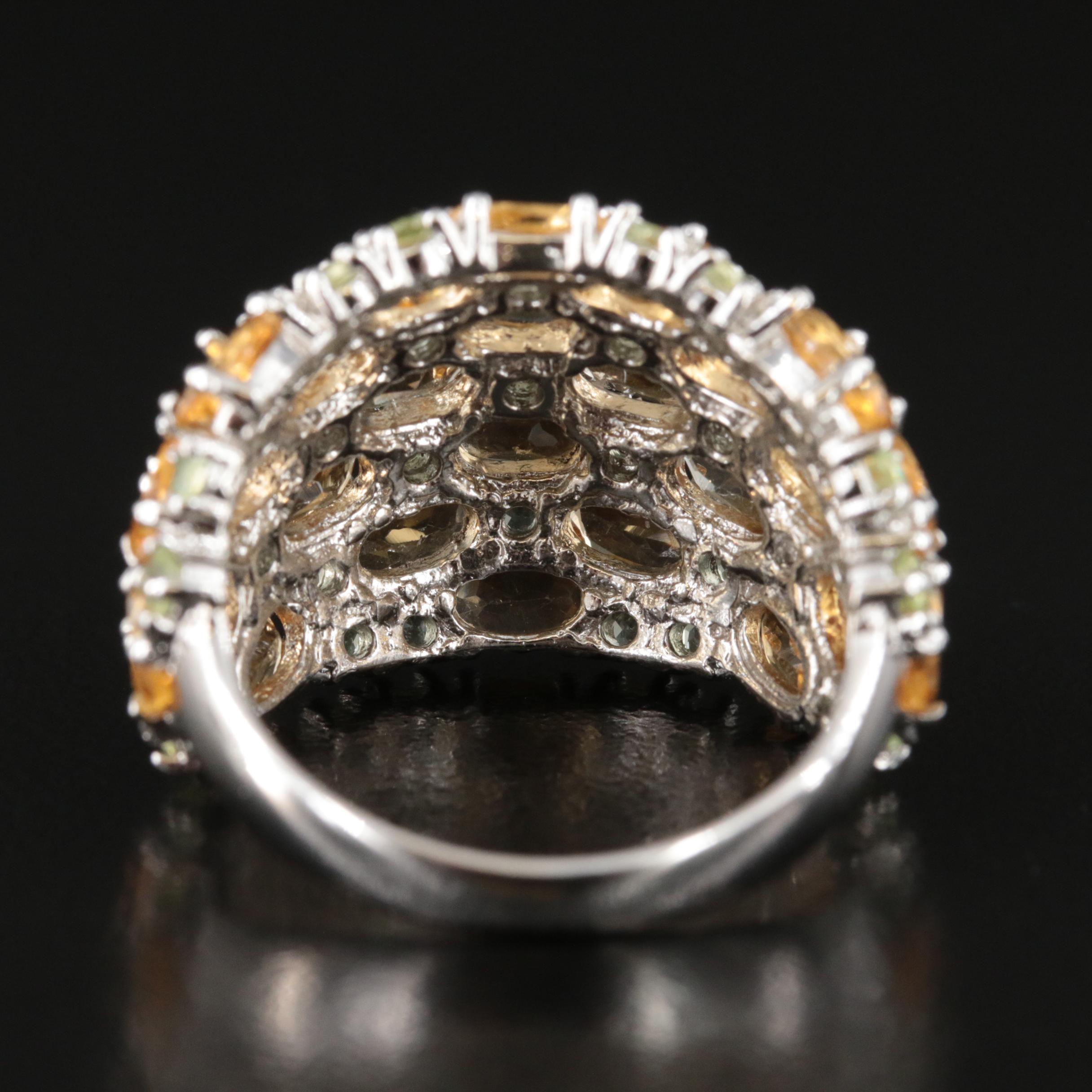 Sterling Citrine and Peridot Ring