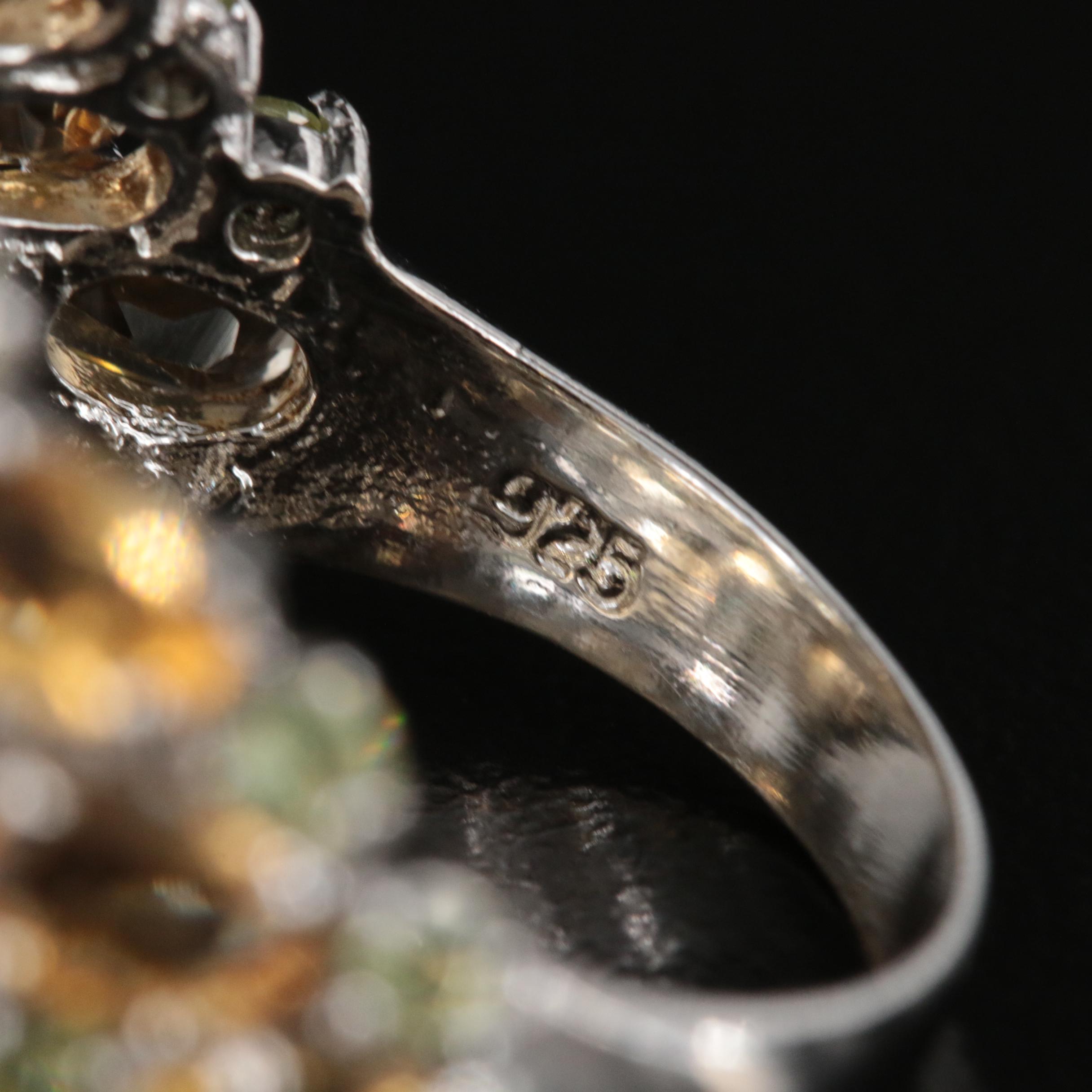 Sterling Citrine and Peridot Ring