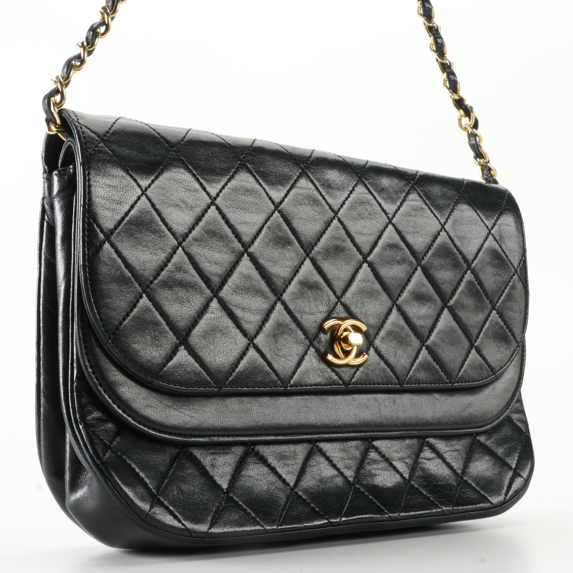 Chanel Quilted Leather Flap Shoulder Bag with Interwoven Chain Strap
